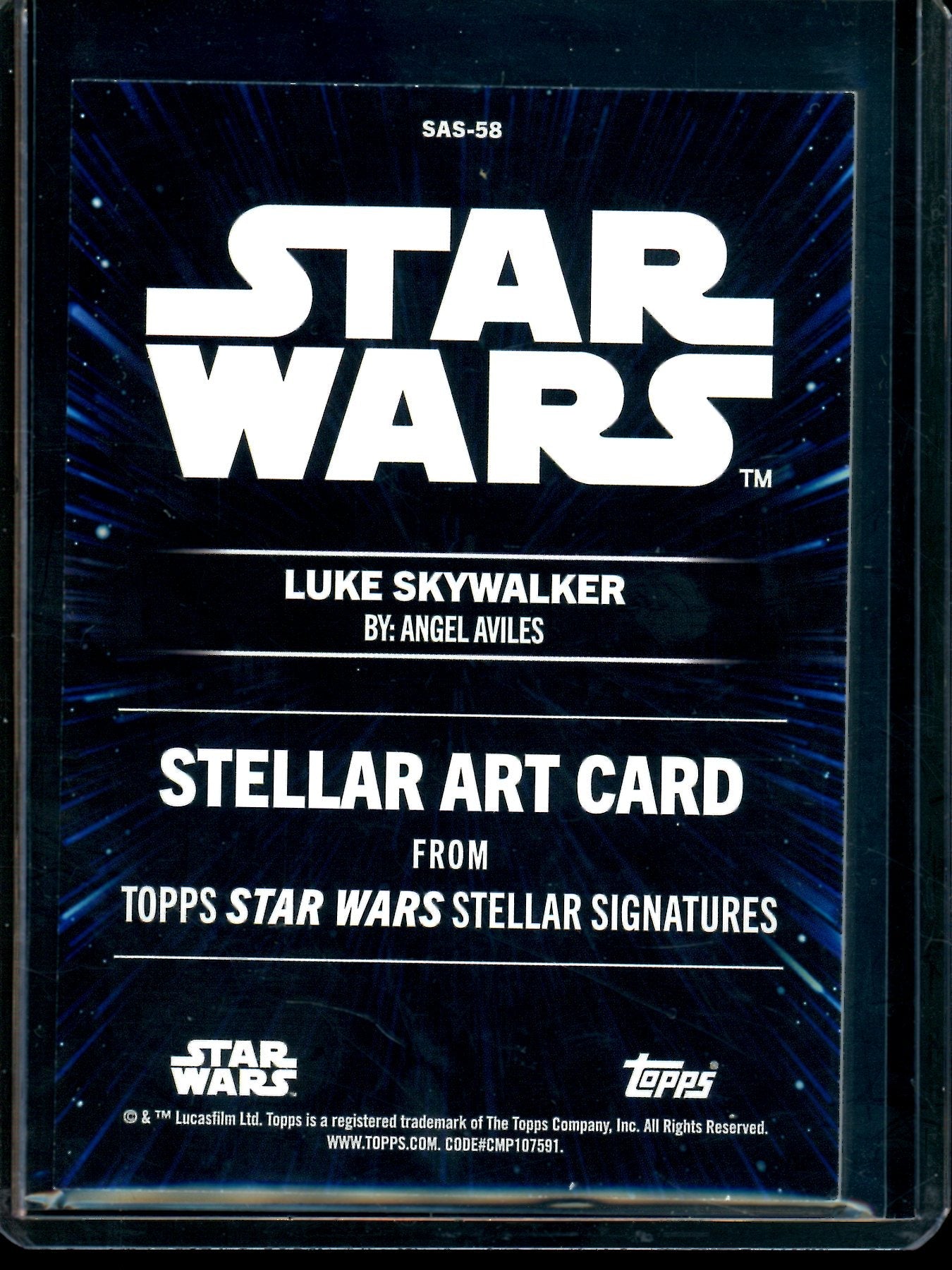 2026 Topps Smugglers Outpost Luke Skywalker Stellar Art Card /99