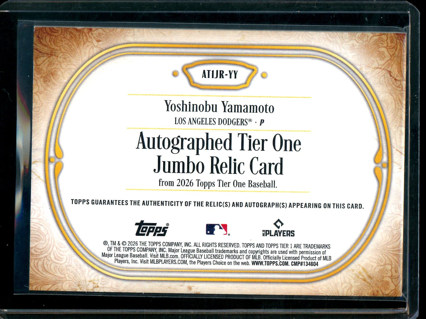 2026 Topps Tier One Yoshinobu Yamamoto Patch Autograph /199 Dodgers
