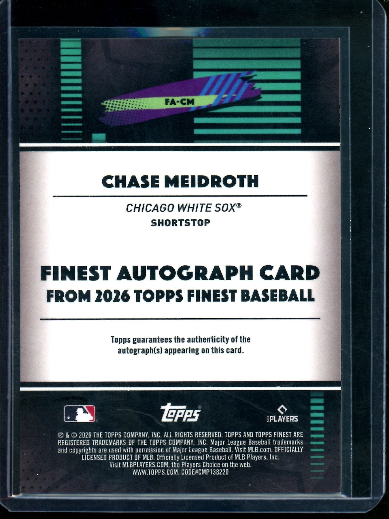 2026 Topps Finest Chase Meidroth Rookie Orange Geometric Autograph /25 White Sox