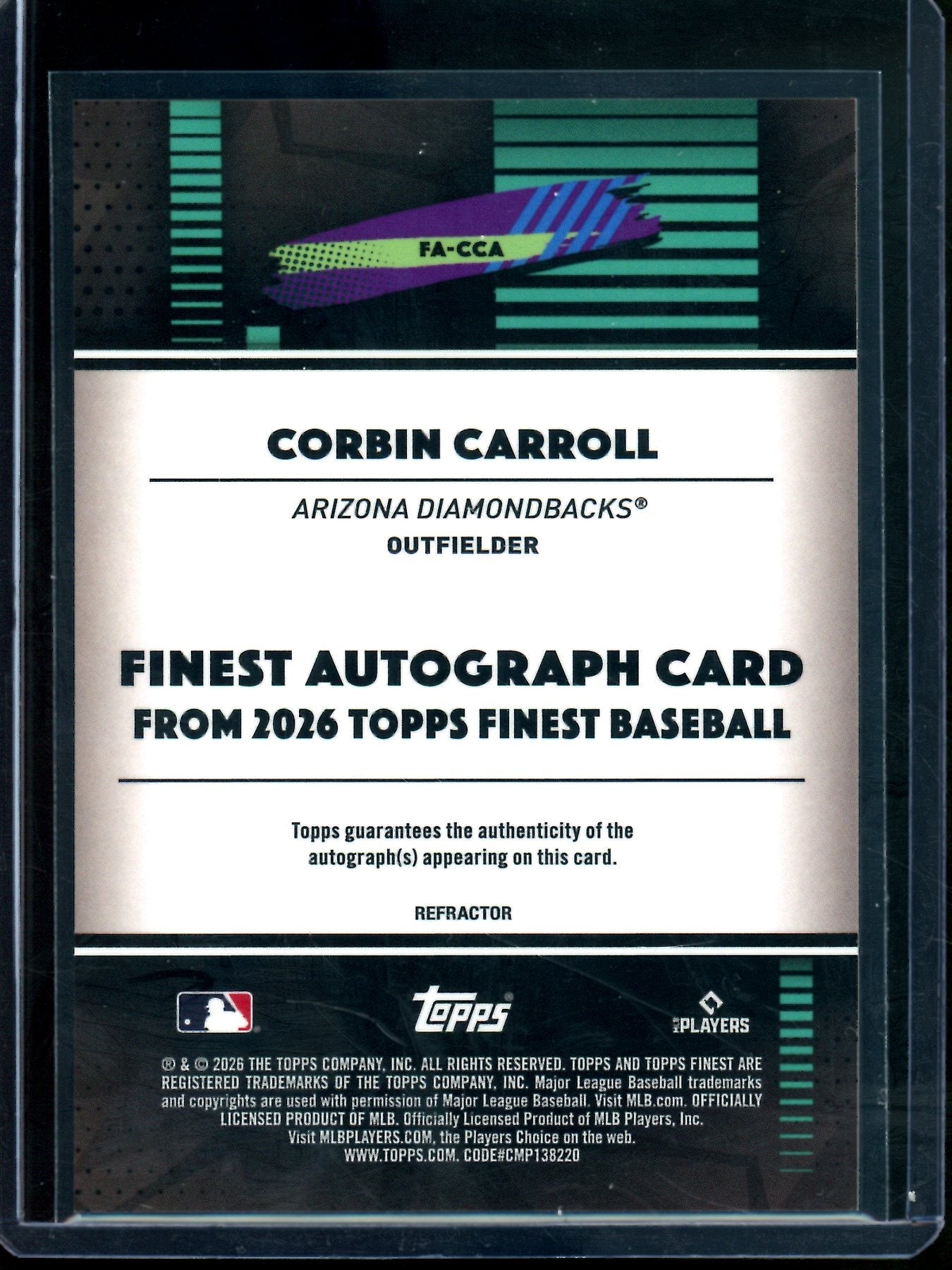 2026 Topps Finest Corbin Carroll Refractor Autograph Diamondbacks
