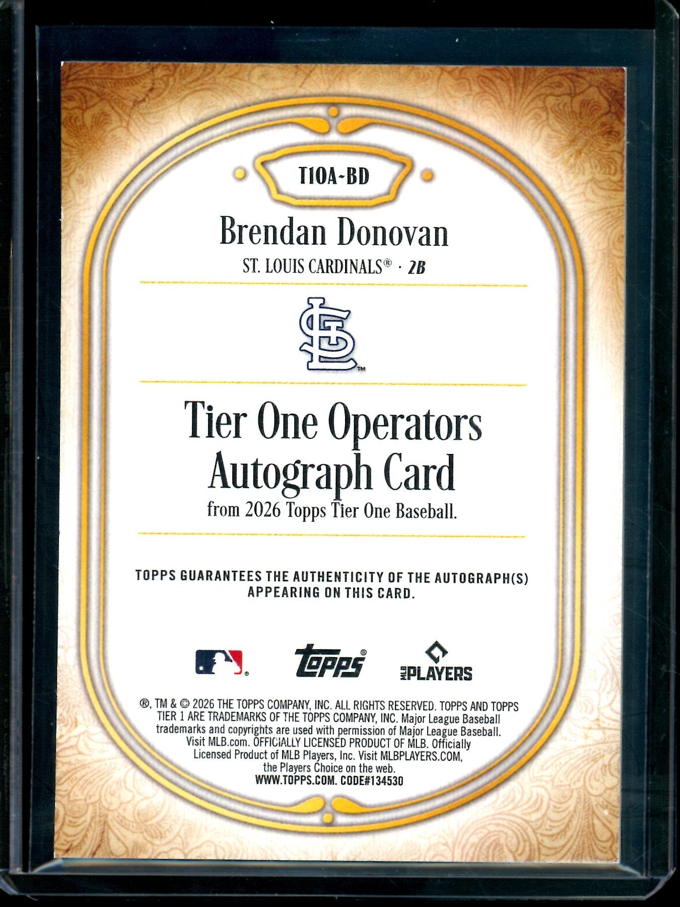 2026 Topps Tier One Brendan Donovan Autograph /99 Cardinals