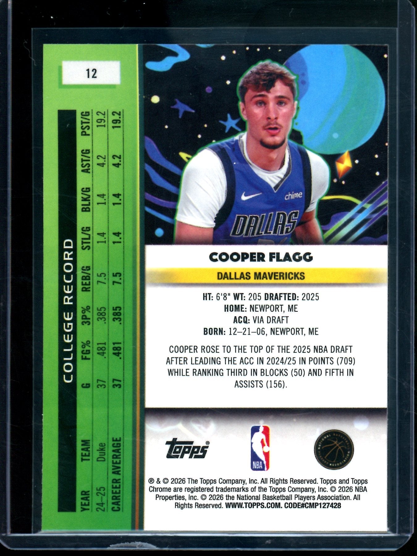 2026 Topps Cosmic Chrome Cooper Flagg Rookie Mavericks