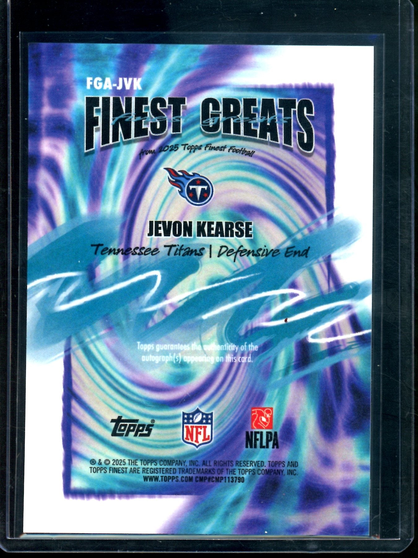 2025 Topps Finest Jevon Kearse Finest Greats Autograph /99 Titans