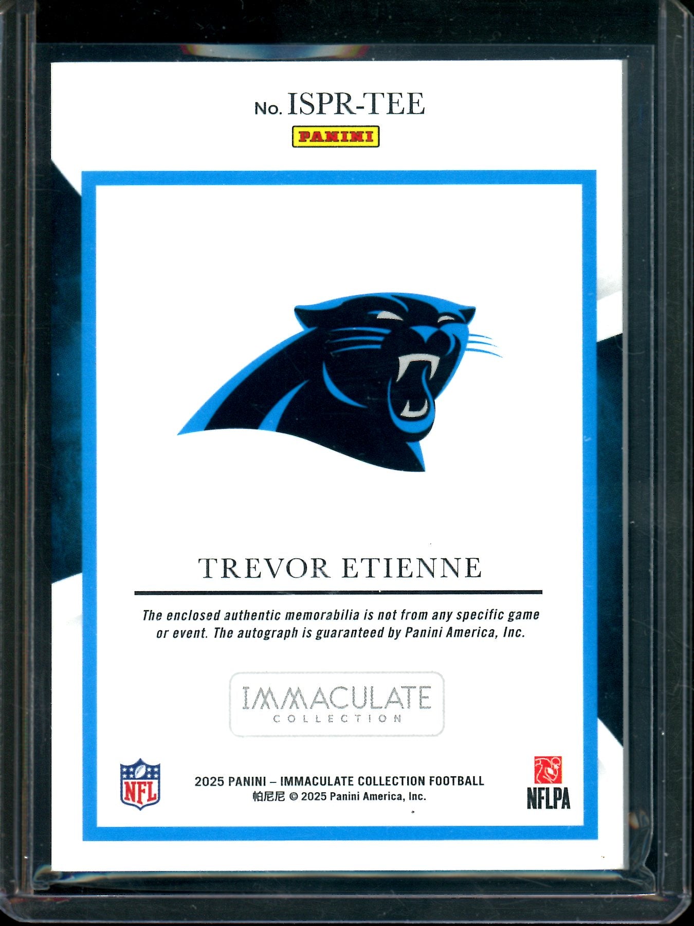 2025 Panini Immaculate Trevor Etienne Rookie Signature Patches /25 Panthers