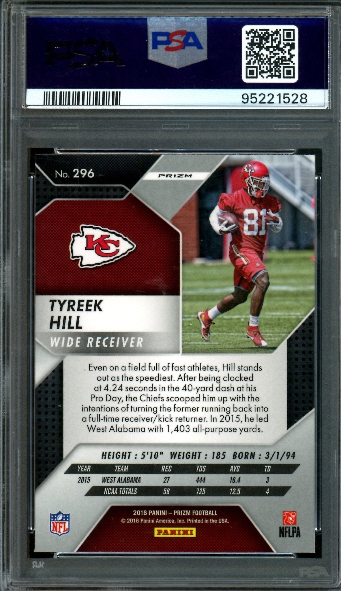 2016 Panini Prizm Tyreek Hill Silver Rookie PSA 9 Chiefs - Trading Card Market