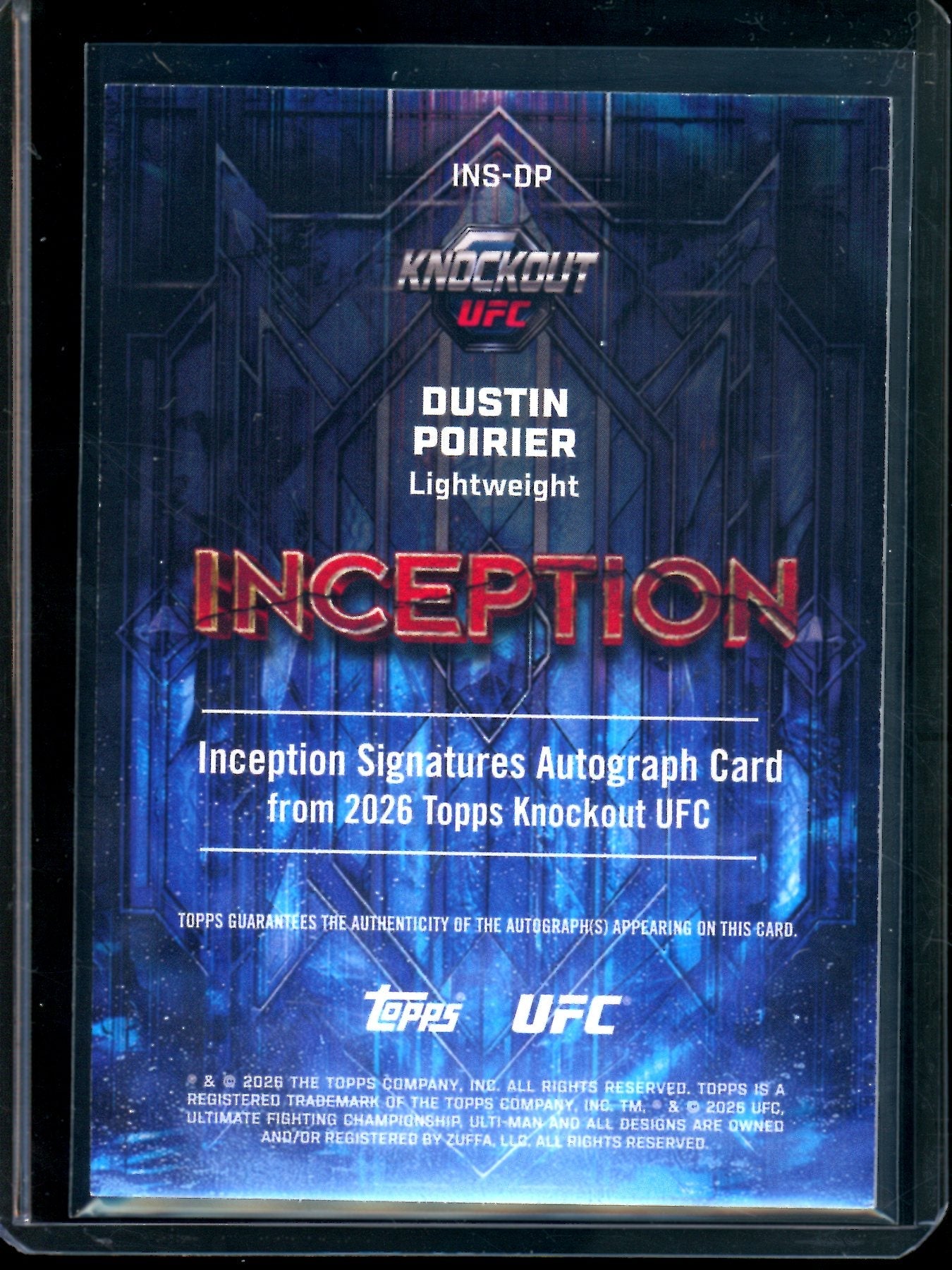 2026 Topps Knockout Dustin Poirier Inception Signatures /99