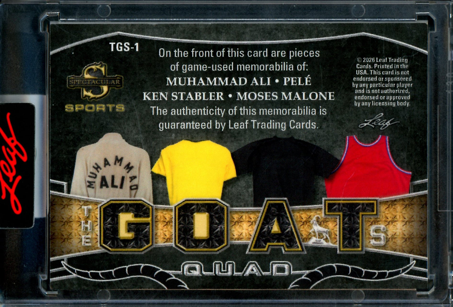 2026 Leaf Spectacular Ali / Pele / Stabler / Malone "The Goat" Quad Relic