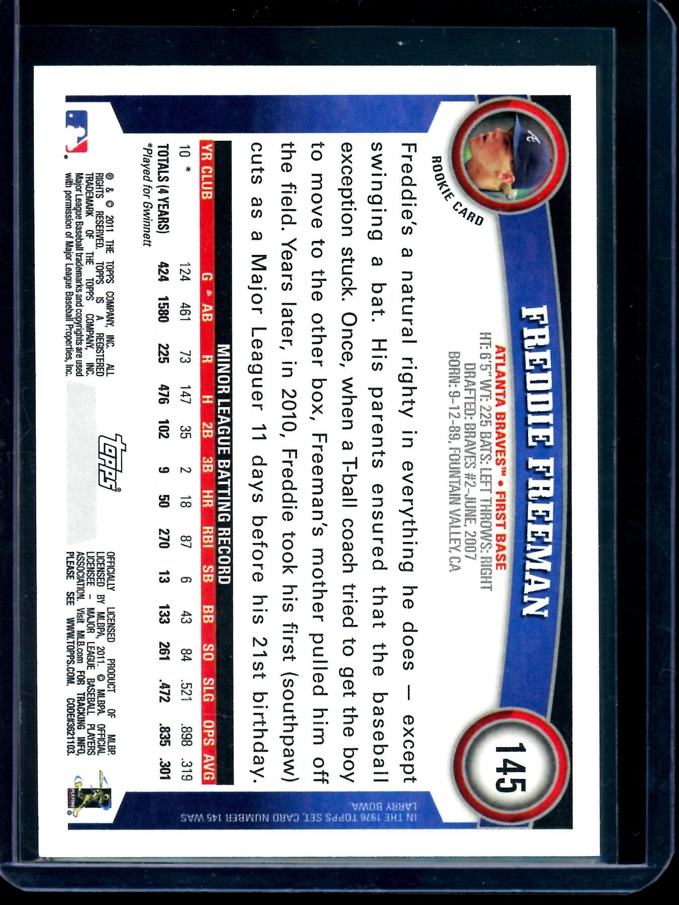 2011 Topps Factory Set Edition Freddie Freeman Rookie Braves