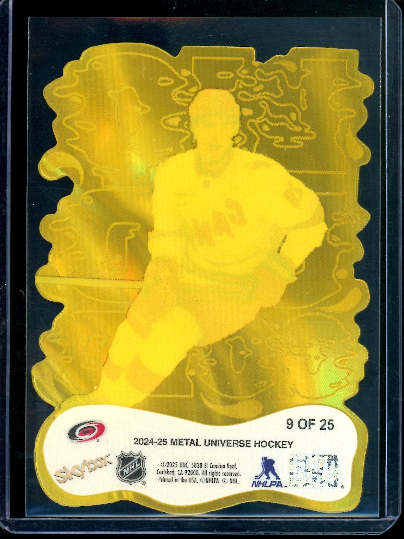 2025 Upper Deck Metal Sebastian Aho Liquid Gold 9 of 25 Hurricanes