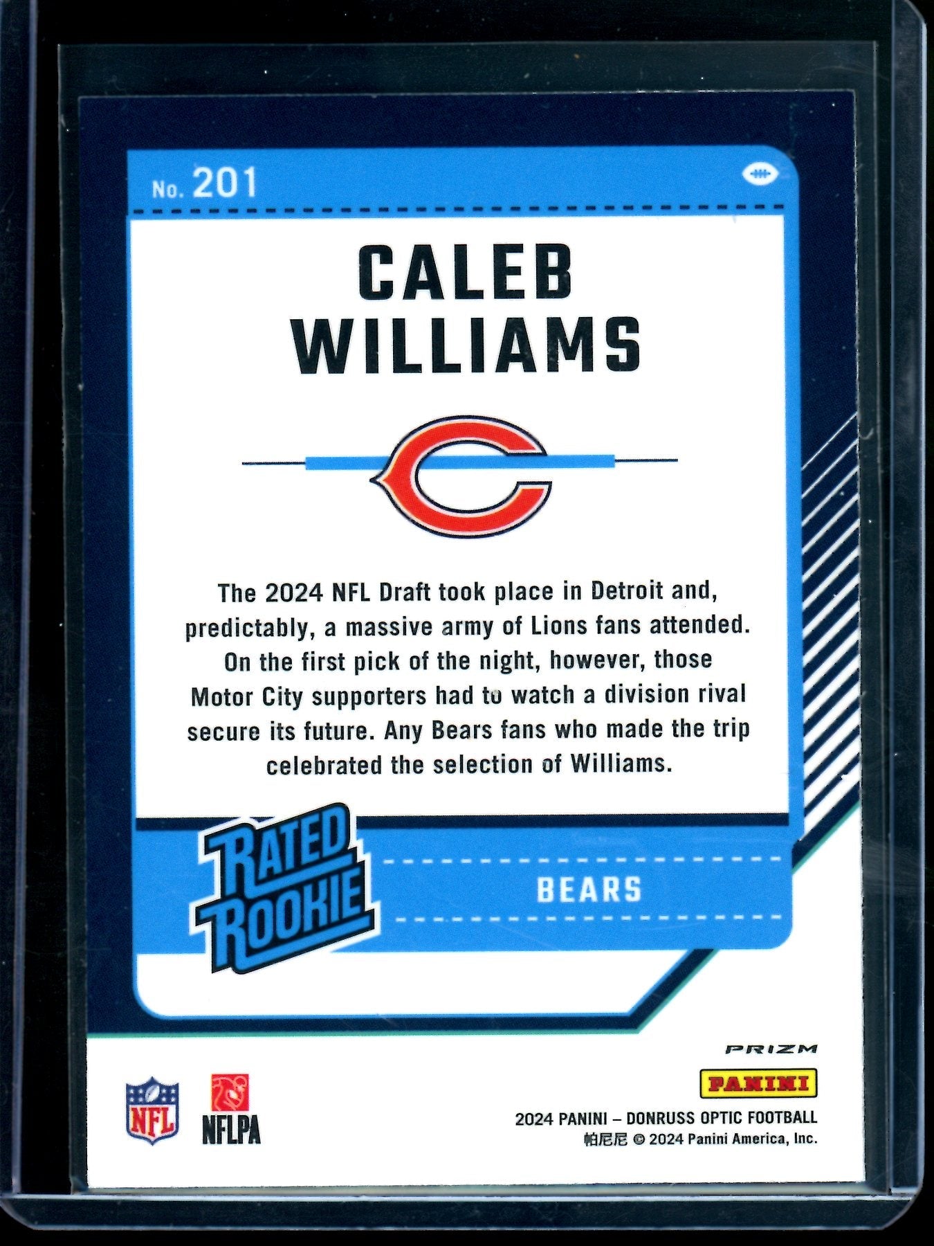 2024 Panini Optic Caleb Williams Blue Hyper Rated Rookie Bears
