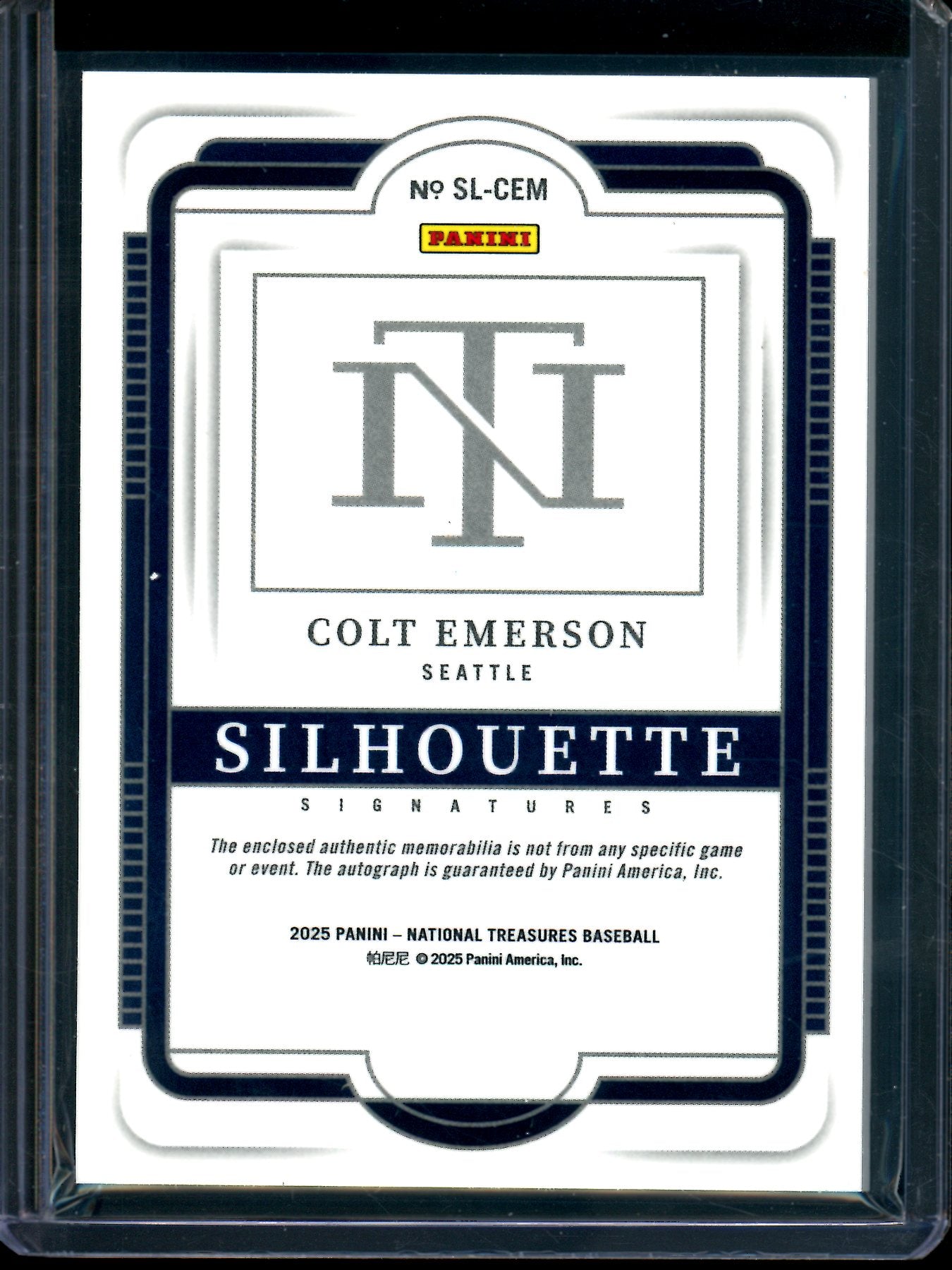 2025 Panini National Treasures Colt Emerson Patch Autograph /99 Mariners