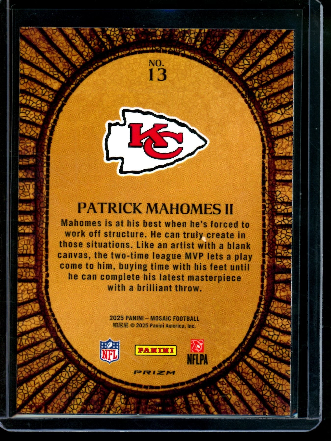 2025 Panini Mosaic Patrick Mahomes Micro Mosaic Case Hit Chiefs