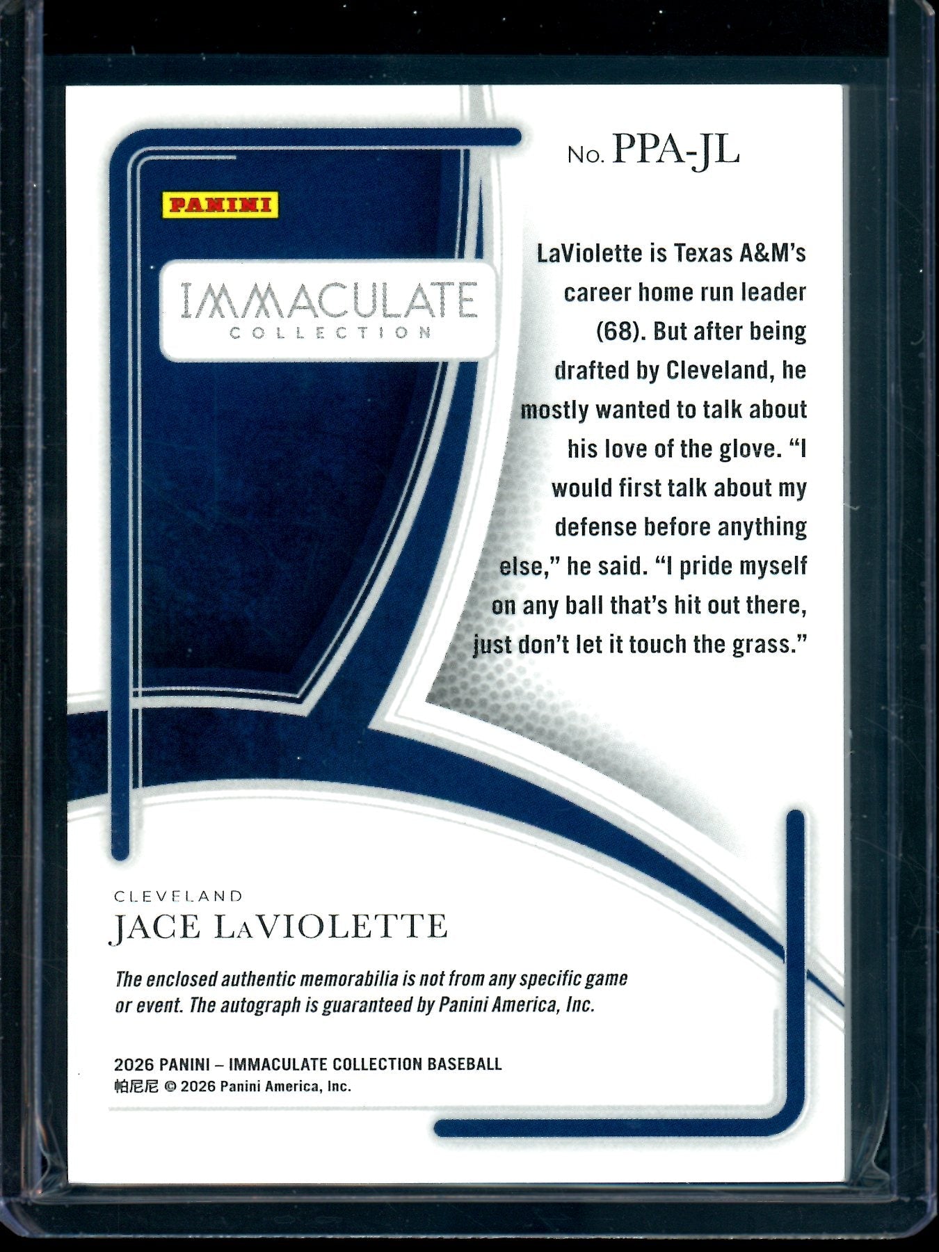 2026 Panini Immaculate Jace LaViolette Patch Autograph /99 Guardians