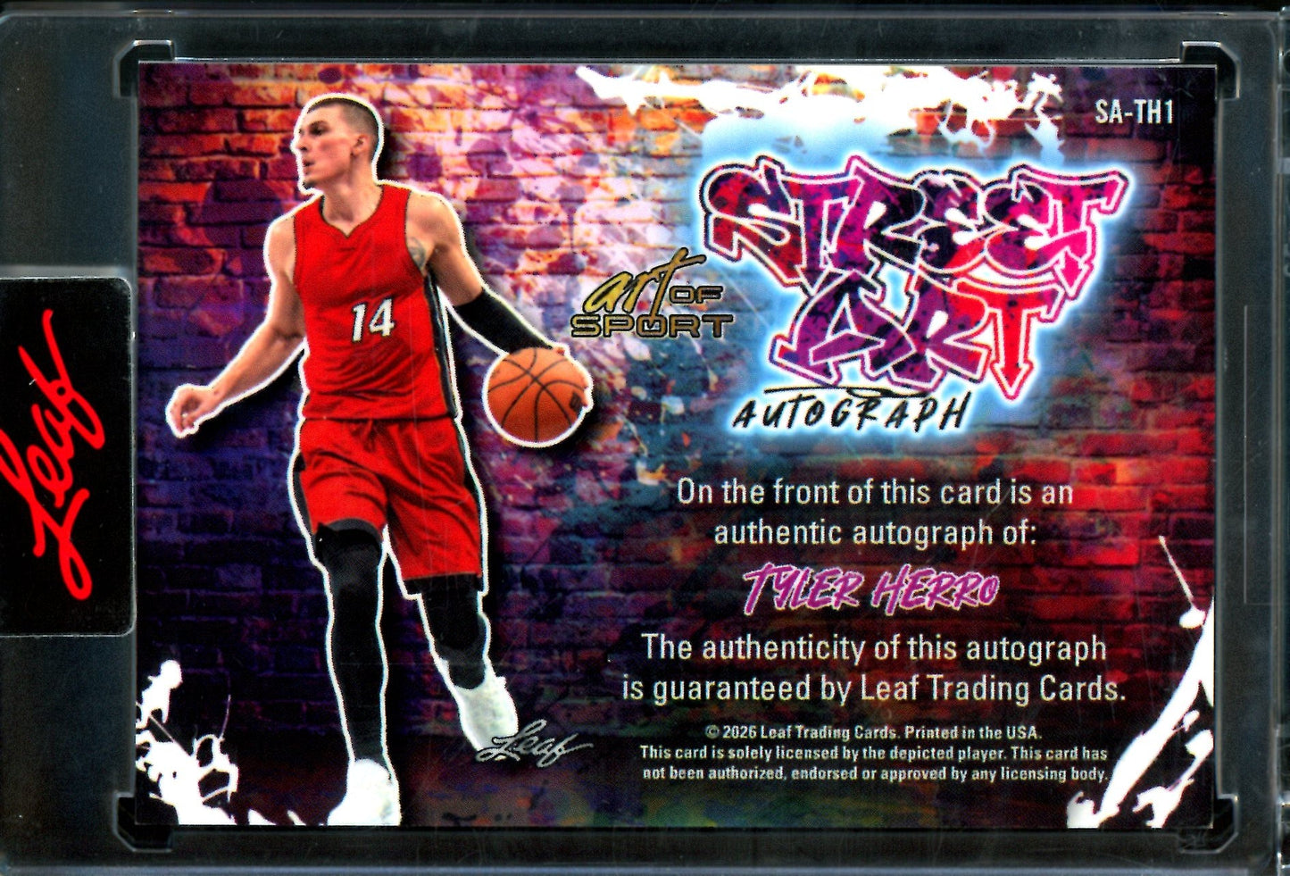 2026 Leaf Art of Sport Tyler Herro Street Art Autograph Encased /6 Heat