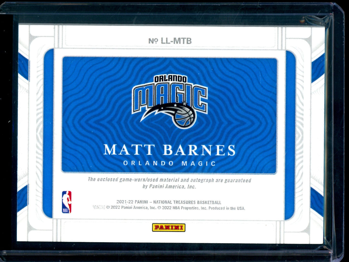 2021 Panini National Treasures Matt Barnes Lasting Legacies Patch Autograph /49 Magic