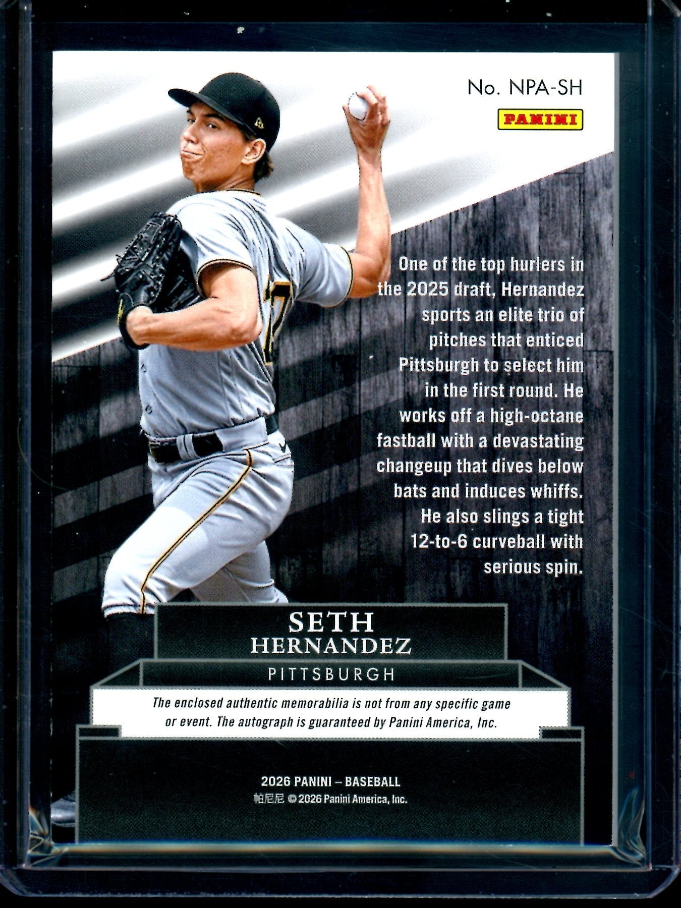 2026 Panini Noir Seth Hernandez Patch Autograph /99 Pirates