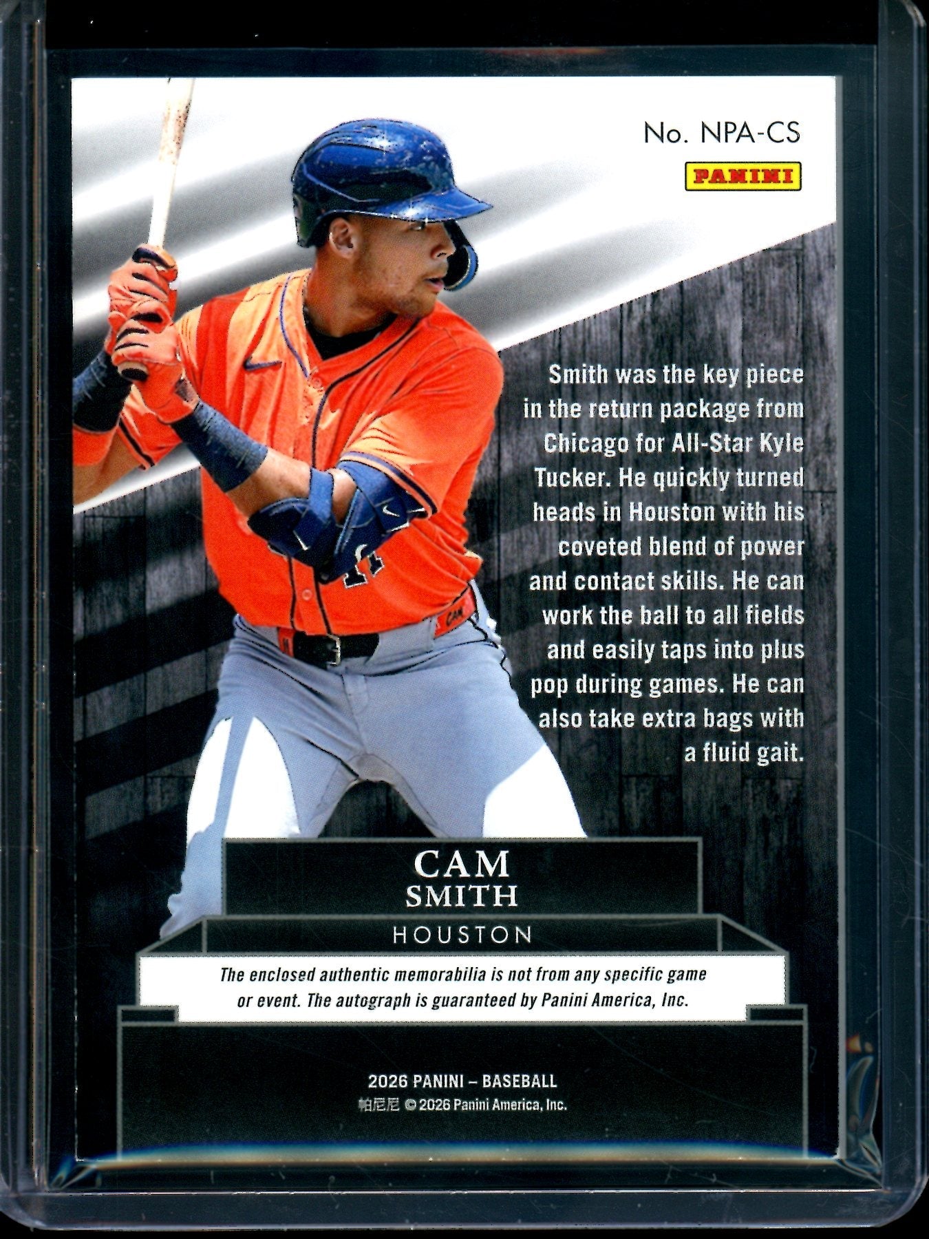2026 Panini Noir Cam Smith Patch Autograph /99 Astros