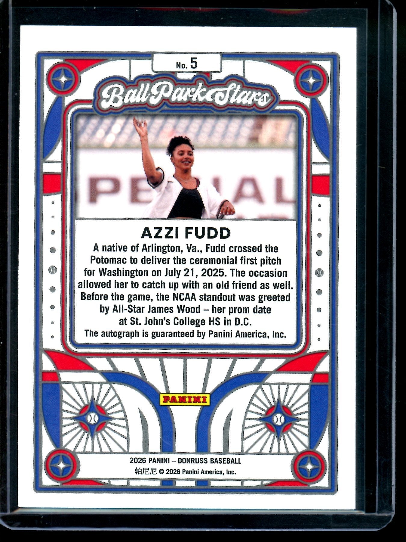 2026 Panini Donruss Azzi Fudd Ball Park Stars Autograph Foil