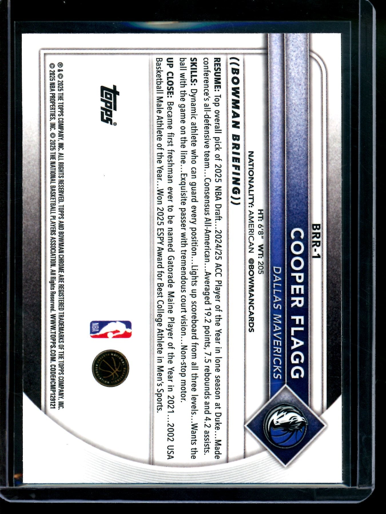 2025 Bowman Chrome Cooper Flagg Red Rookie Refractor Mavericks