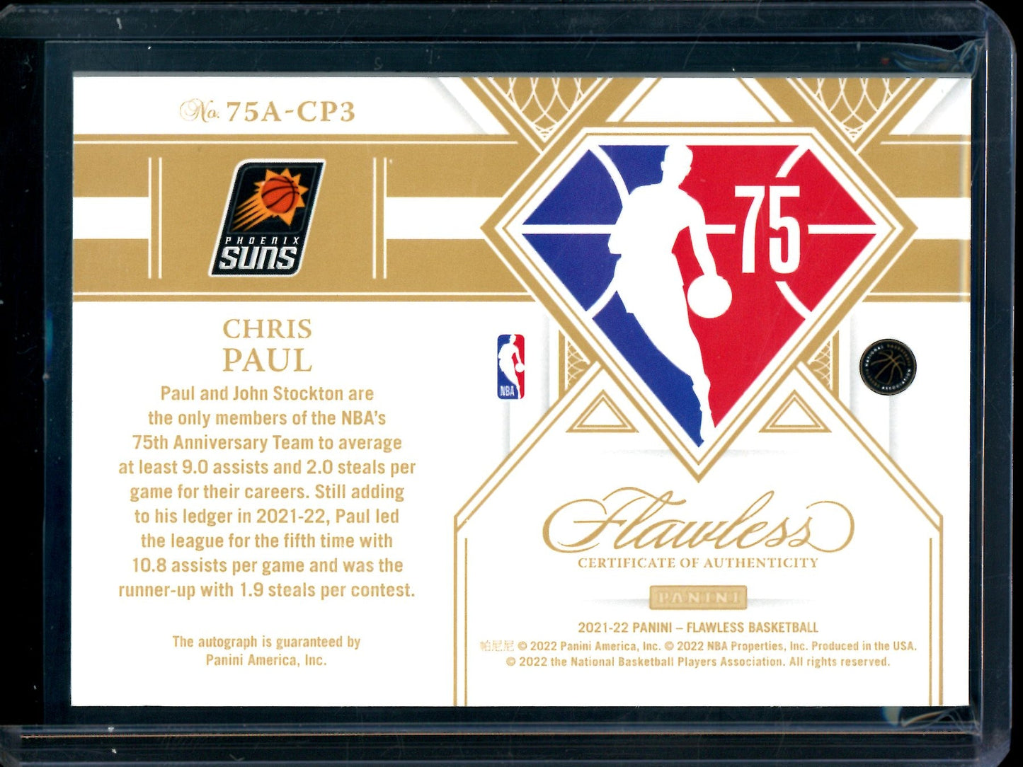 2022 Panini Flawless Chris Paul Ruby Autograph /15 Suns