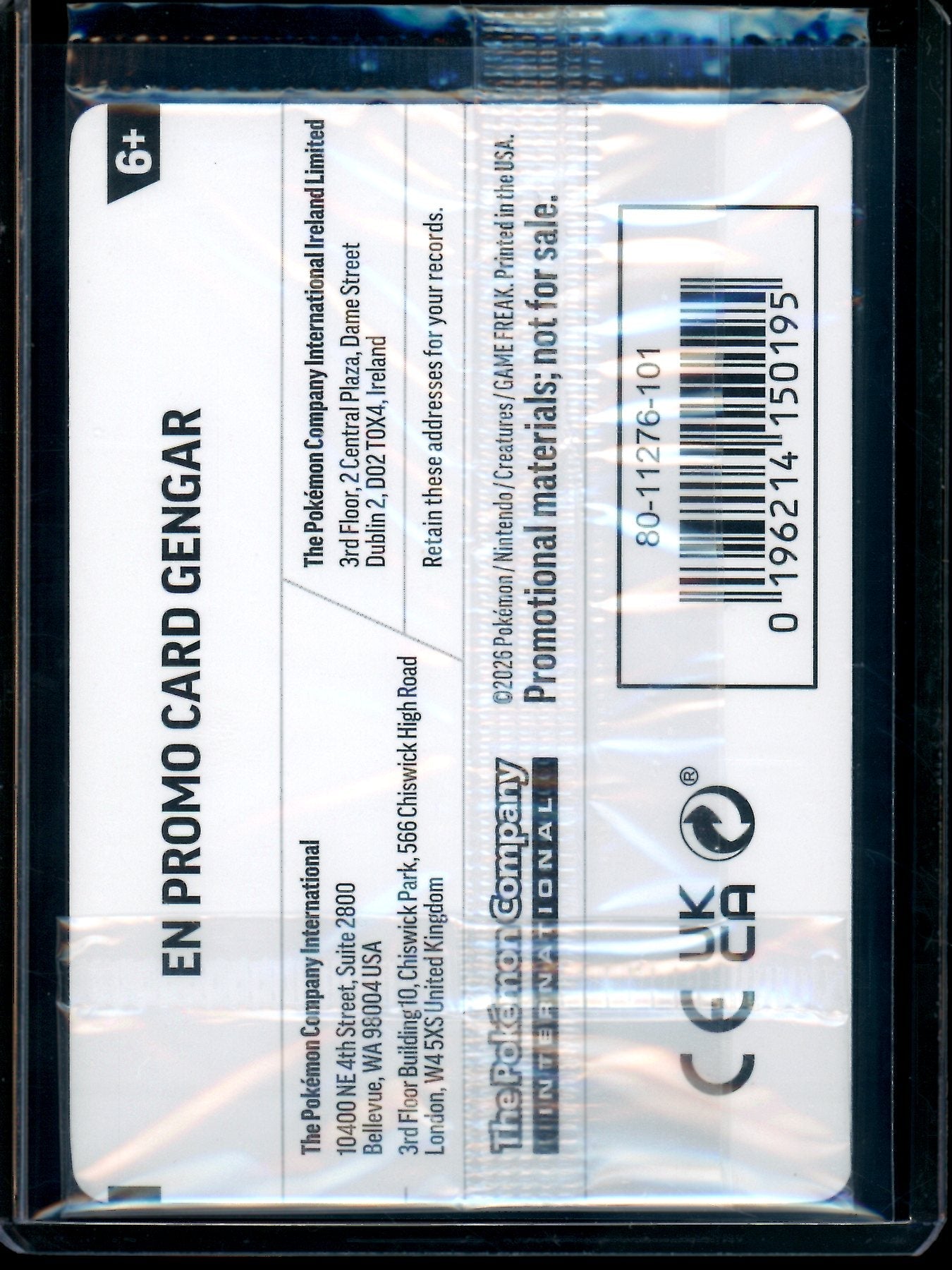 2026 Pokemon Gamestop Gengar Promo Sealed 050/088