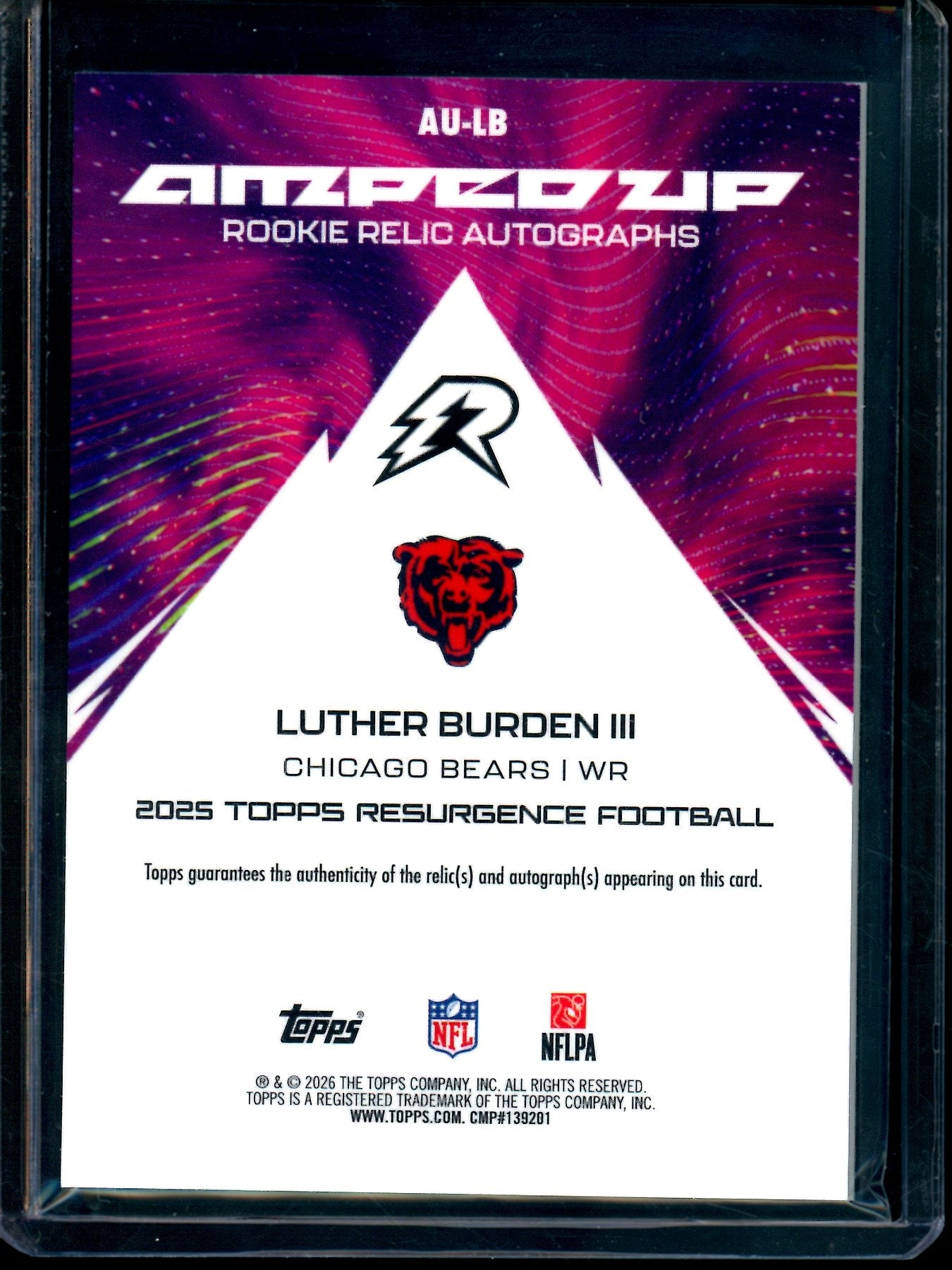 2026 Topps Resurgence Luther Burden III Amped Up Dual Patch Rookie Auto Bears