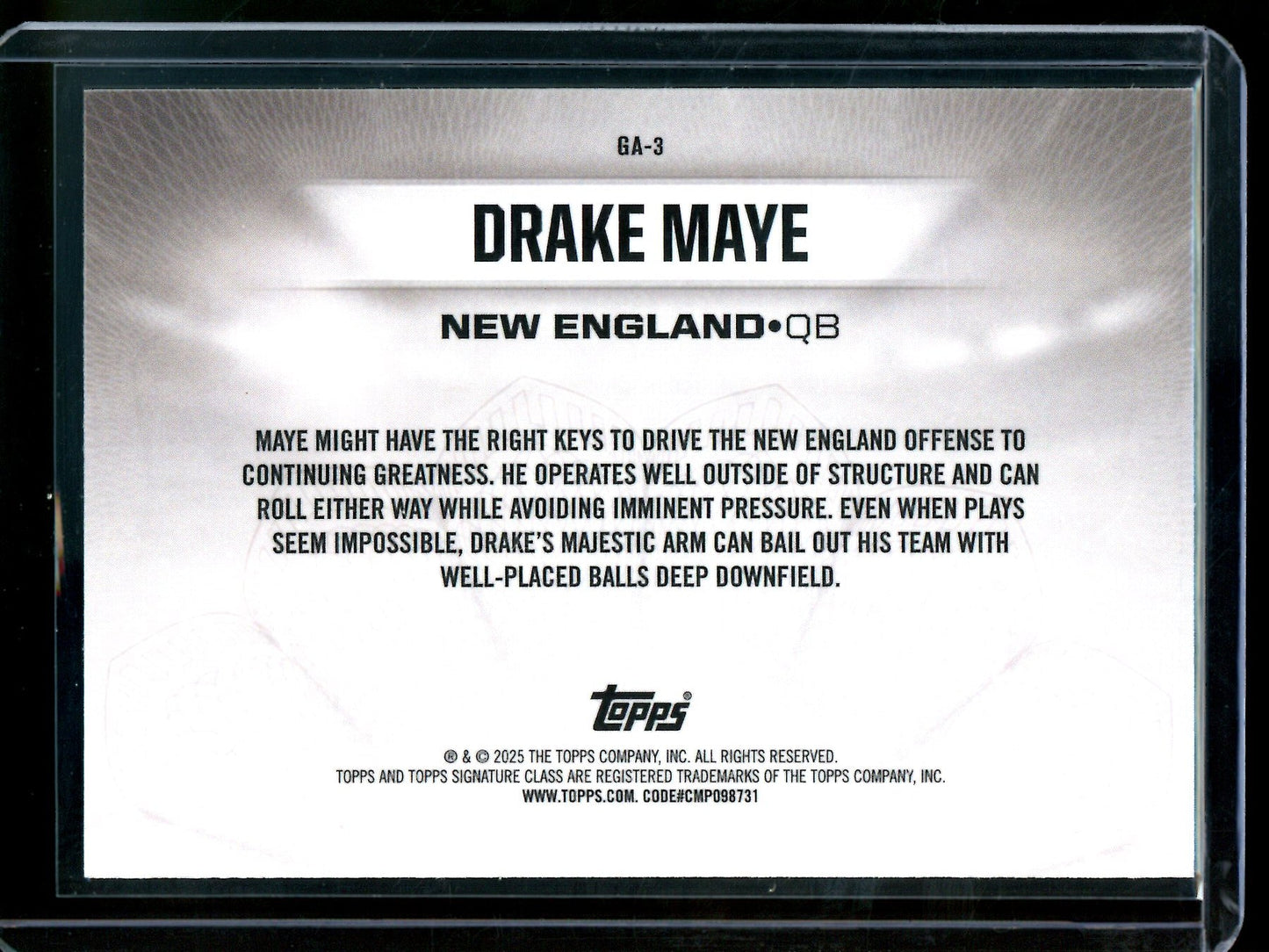 2025 Topps Signature Class Drake Maye Gridiron Ambassadors Rookie Refractor /175 Patriots