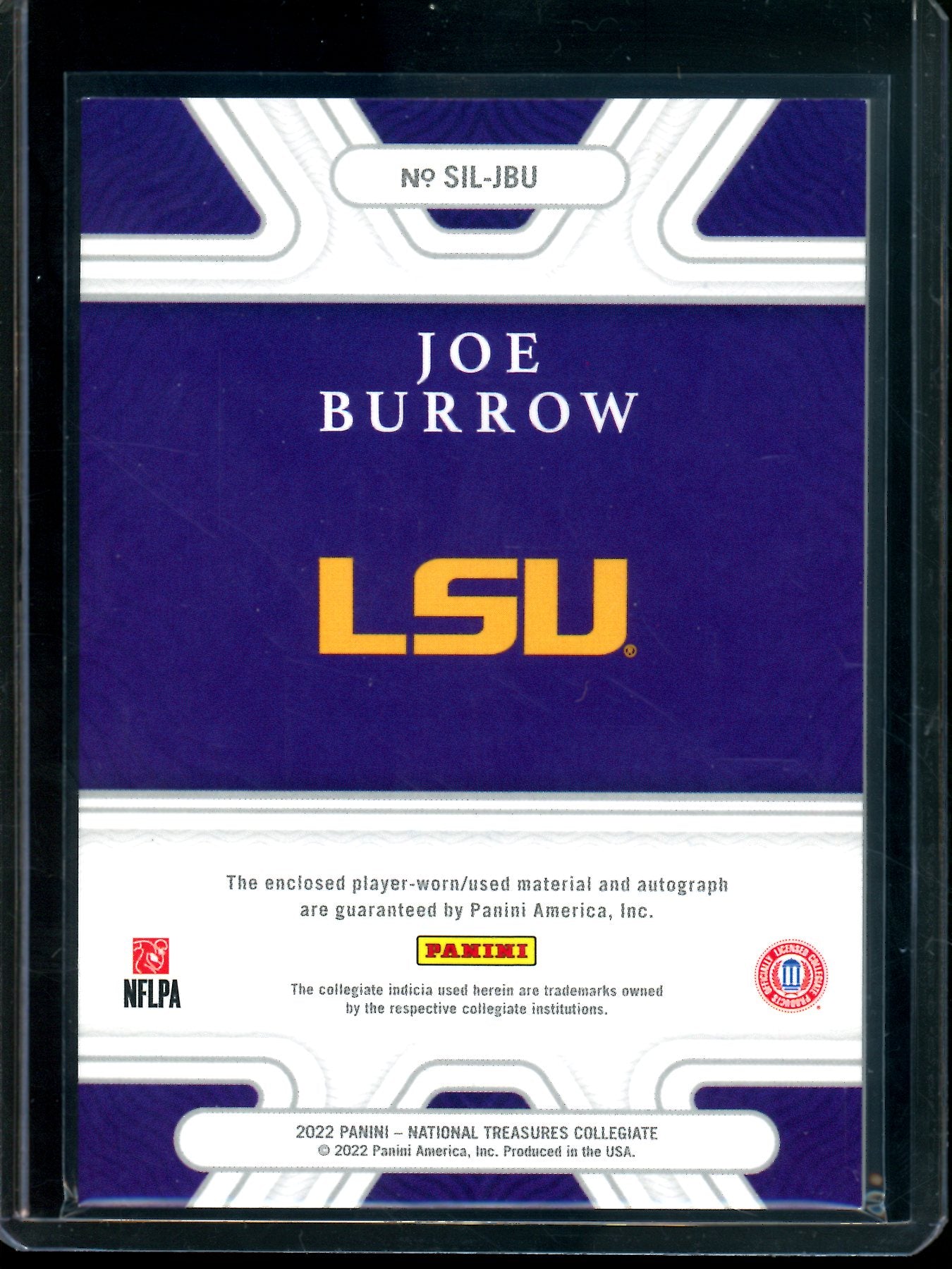 2022 Panini National Treasures Collegiate Joe Burrow Silhouettes Signatures /25 LSU