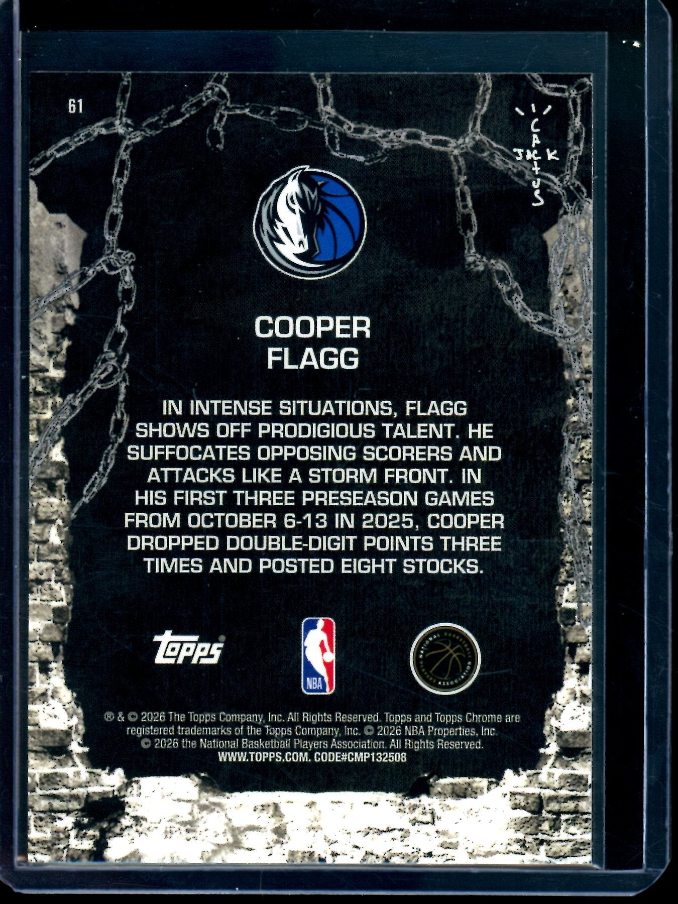 2026 Topps Cactus Jack Chrome Cooper Flagg Rookie Mavericks