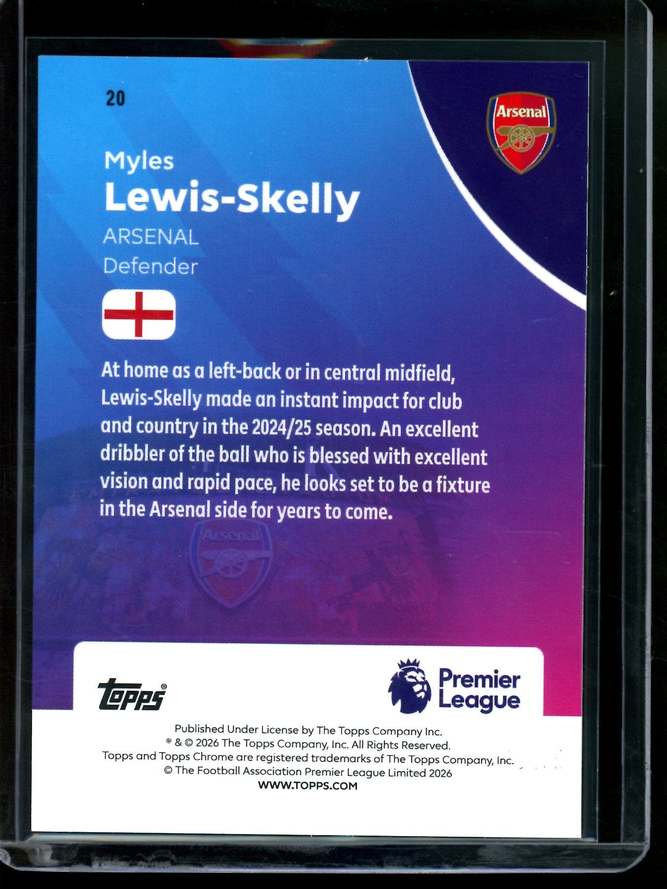2026 Topps Chrome Myles Lewis-Skelly Future Stars Logo Refractor /92 Arsenal