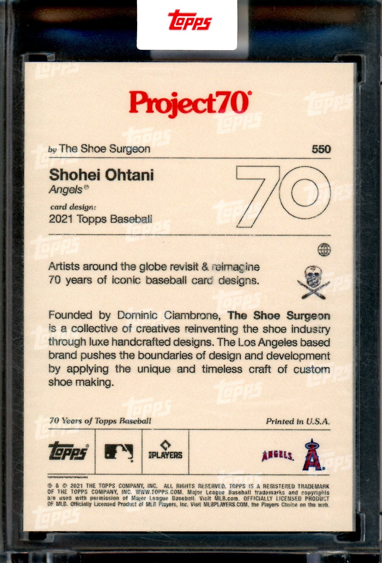 2021 Topps Project 70 Shohei Ohtani The Shoe Surgeon #550 Encased Angels