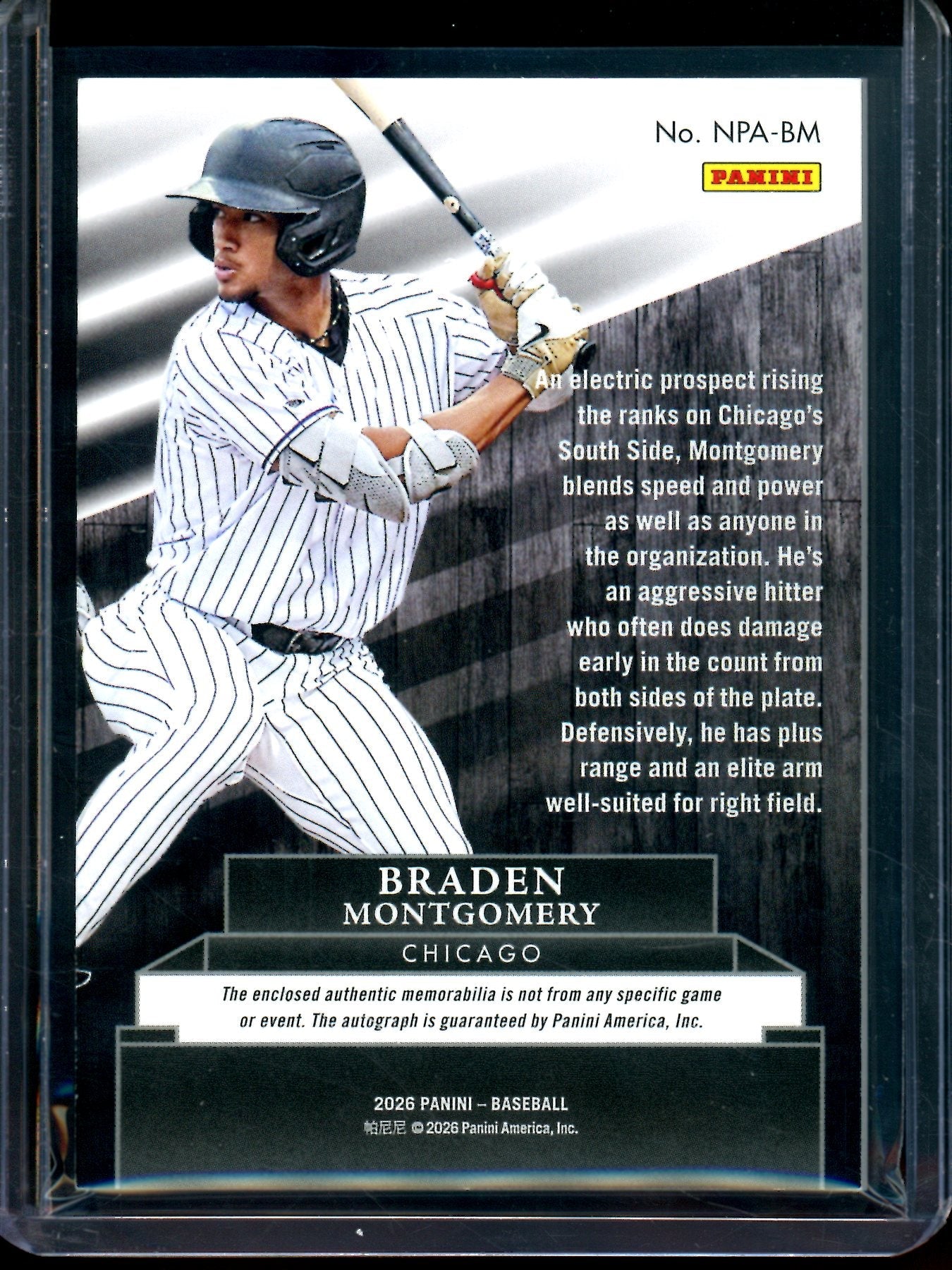 2026 Panini Noir Braden Montgomery Patch Autograph /99 White Sox
