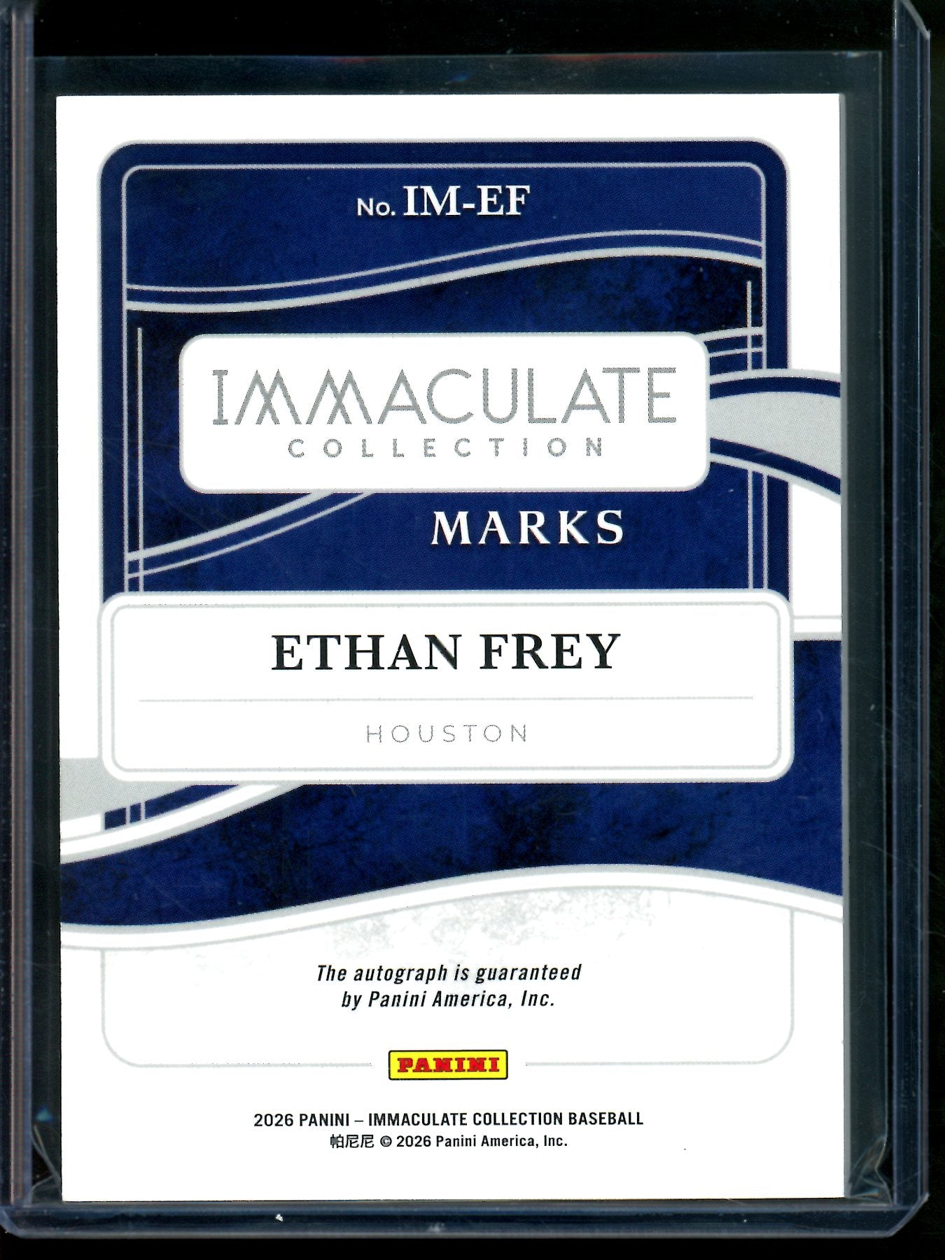 2026 Panini Immaculate Ethan Frey Autograph /35 Astros