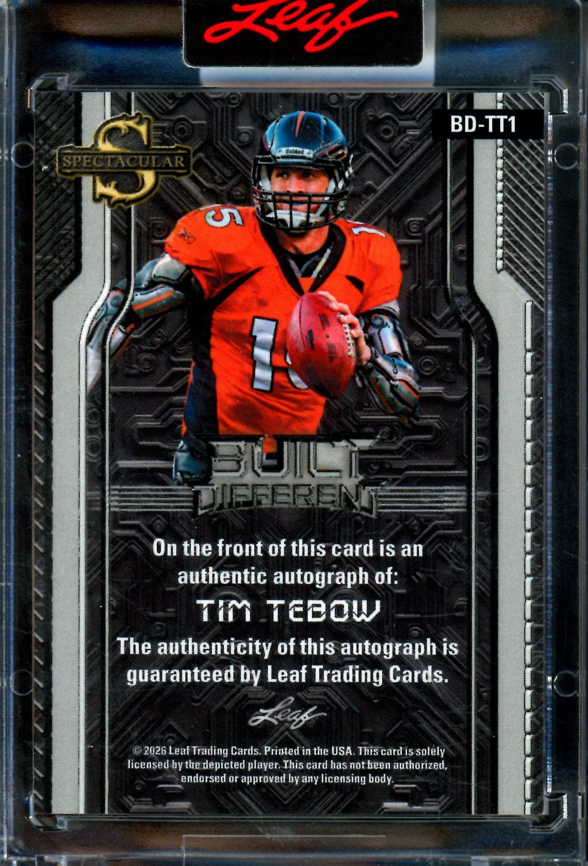 2026 Leaf Spectacular Tim Tebow Build Different Autograph /4 Broncos