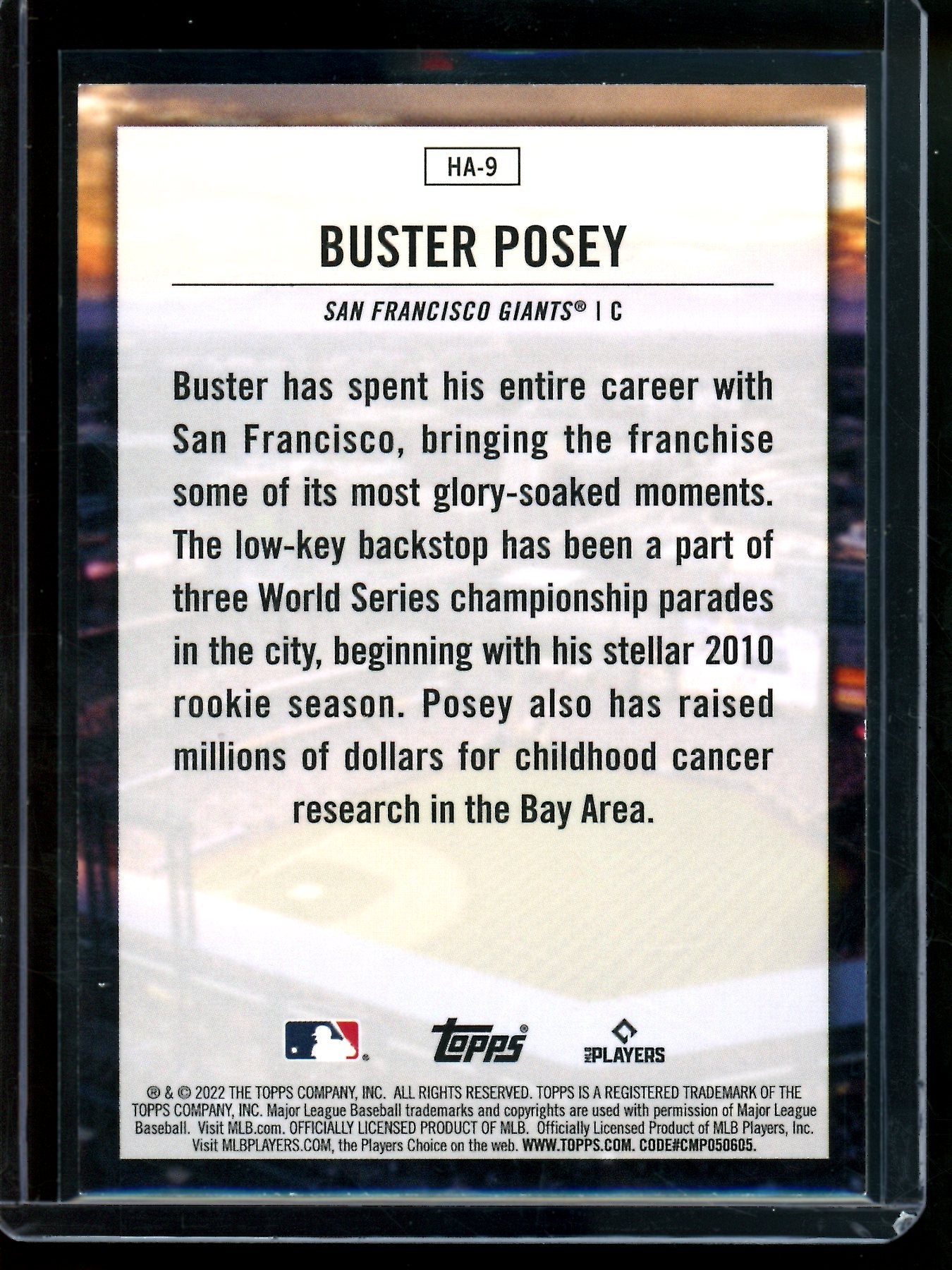 2022 Topps Flagship Buster Posey Home Field Advantage Case Hit Giants