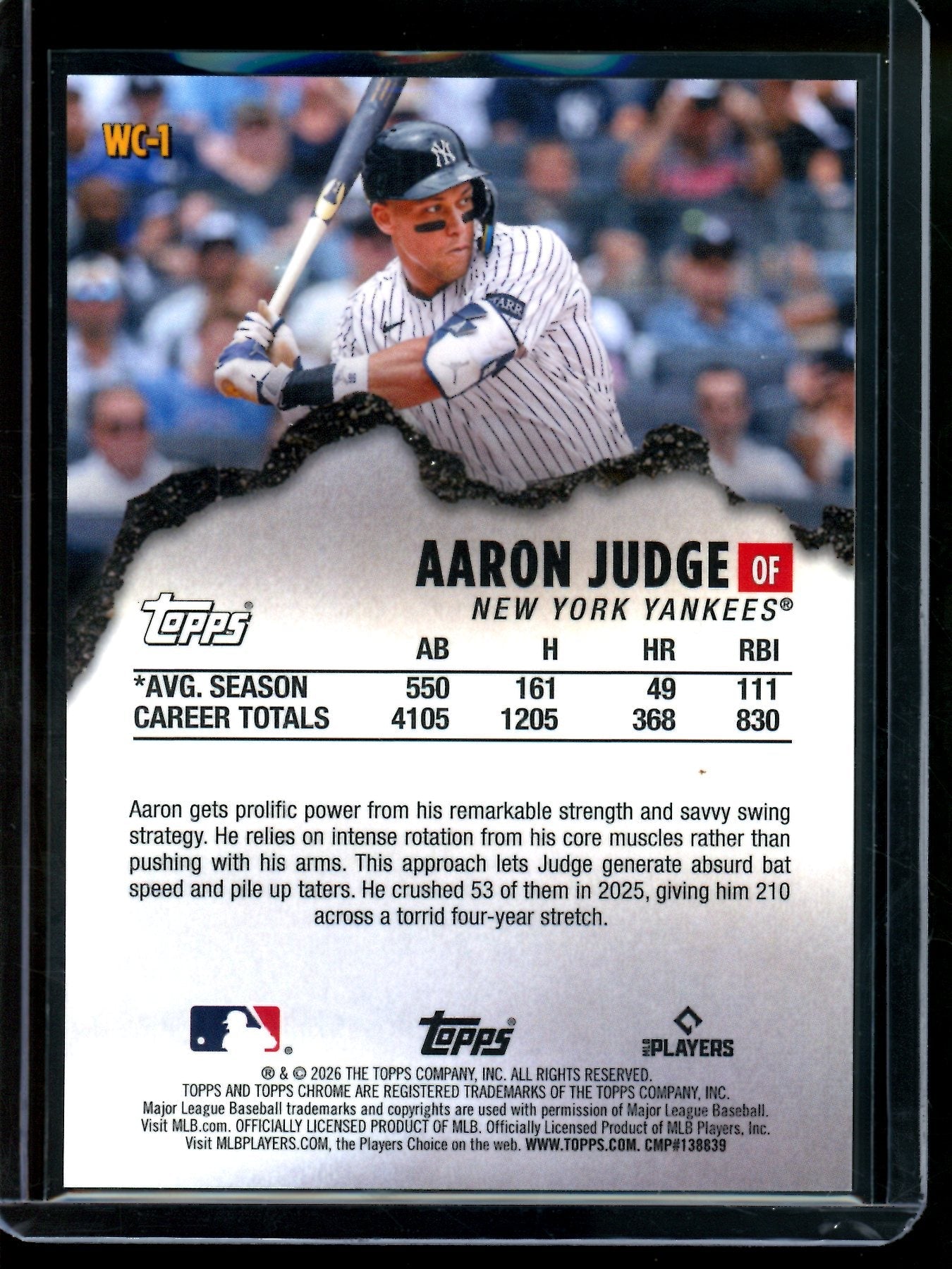 2026 Topps Chrome Aaron Judge Wrecking Crew Red Refractor /5 Yankees
