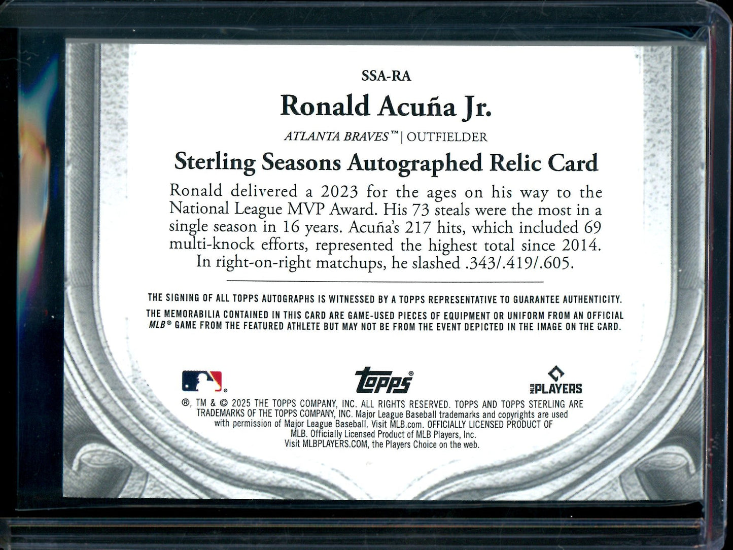 2025 Topps Sterling Ronald Acuna Jr. Quad Relic Autograph /5 Braves