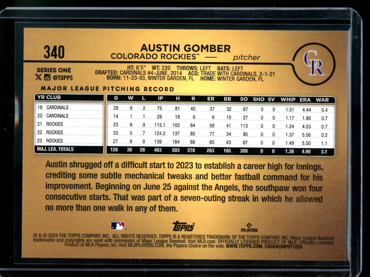 2024 Topps Flagship Austin Gomber Golden Mirror SSP Rockies - Trading Card Market