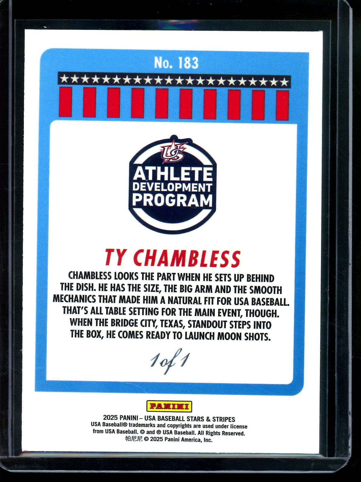 2025 Panini USA Baseball Ty Chambless Black Wave 1/1 - Trading Card Market