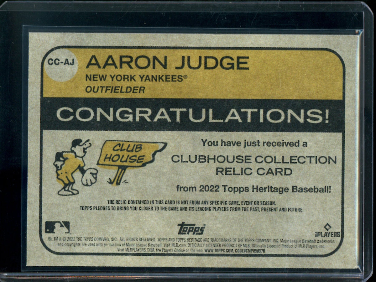 2022 Topps Heritage Aaron Judge Clubhouse Collection Relic Yankees - Trading Card Market
