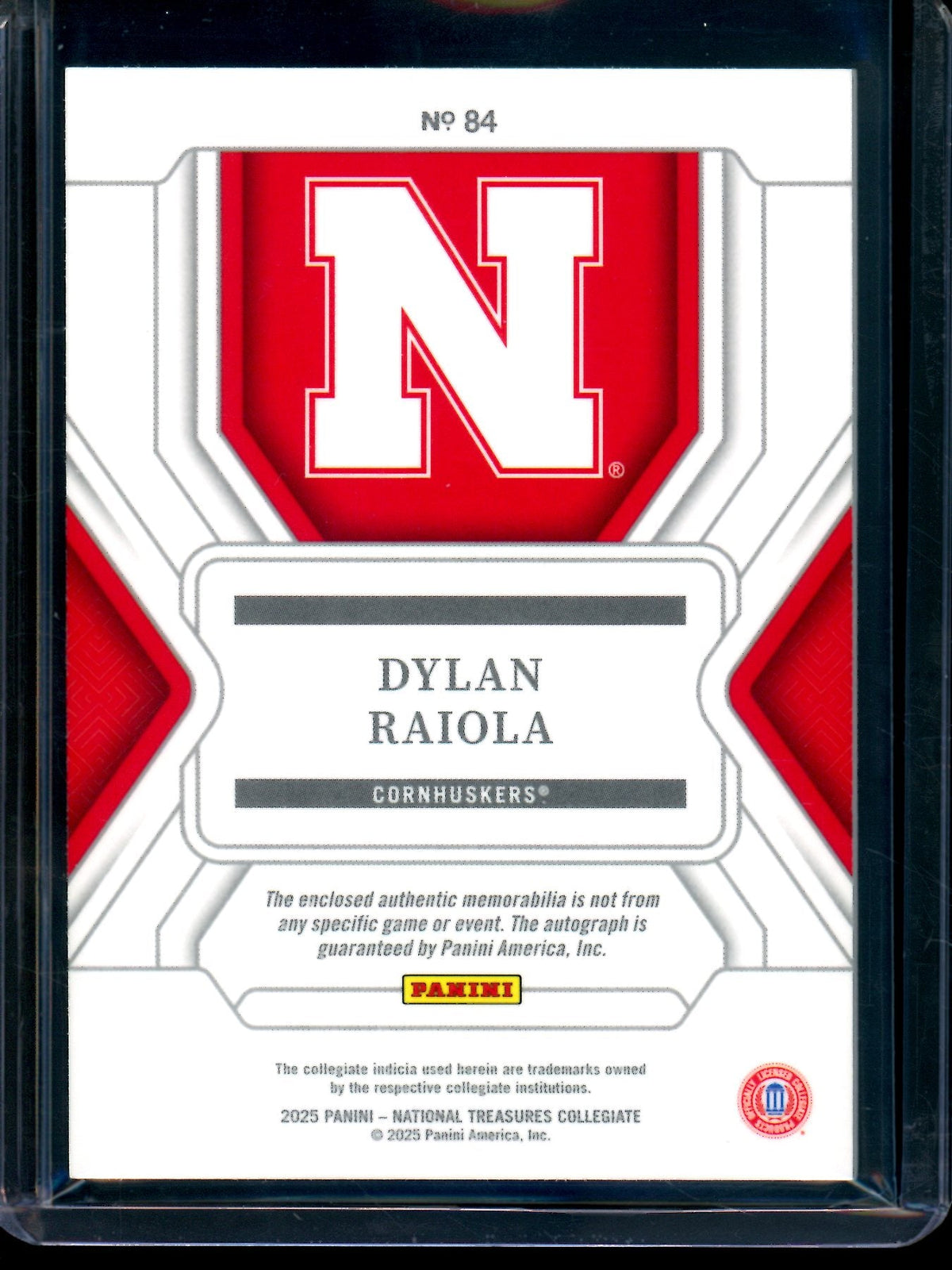2025 Panini National Treasures Collegiate Dylan Raiola Rated Prospect Patch Autograph /99 Nebraska - Trading Card Market