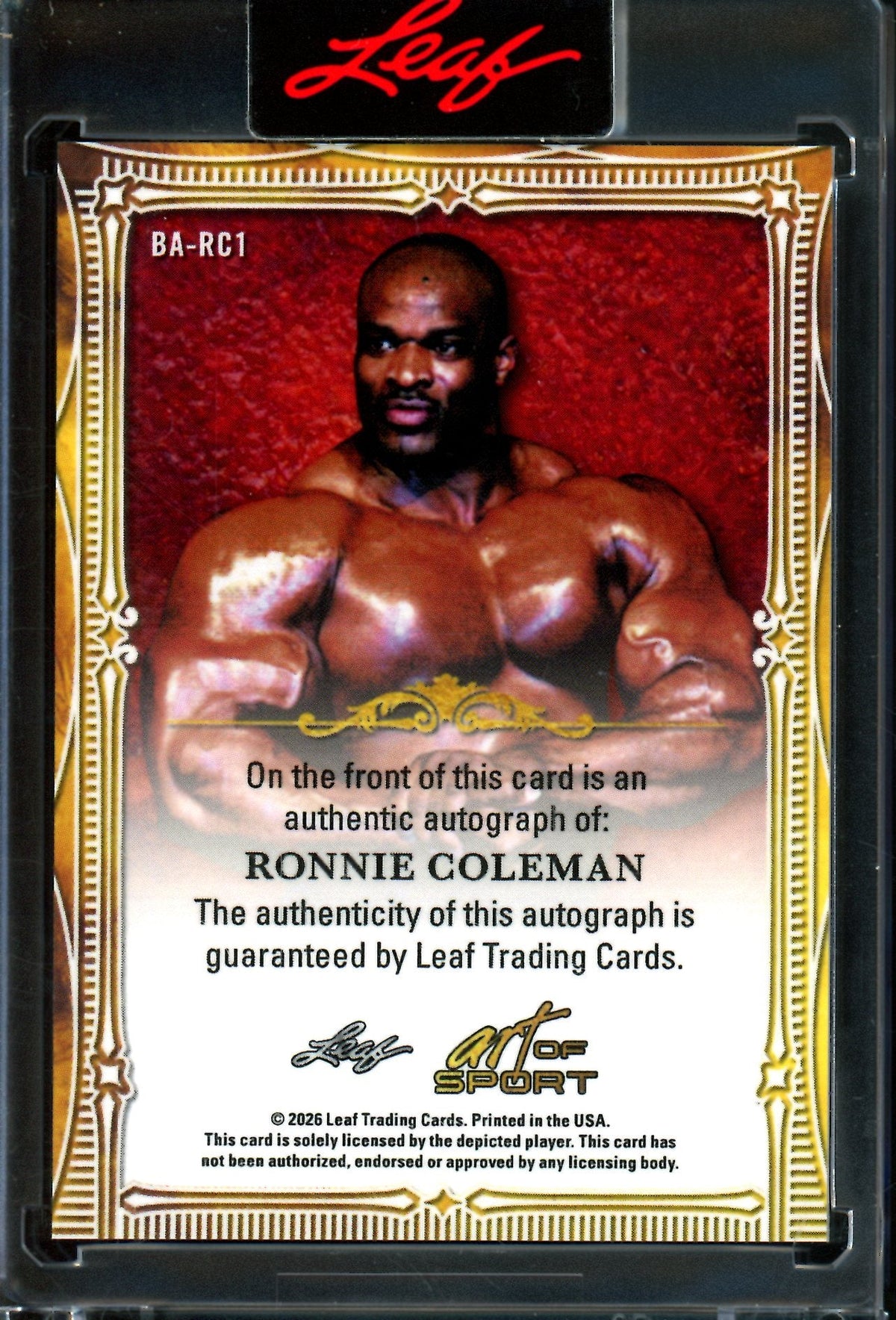 2026 Leaf Art of Sport Ronnie Coleman Encased Autograph /12 - Trading Card Market