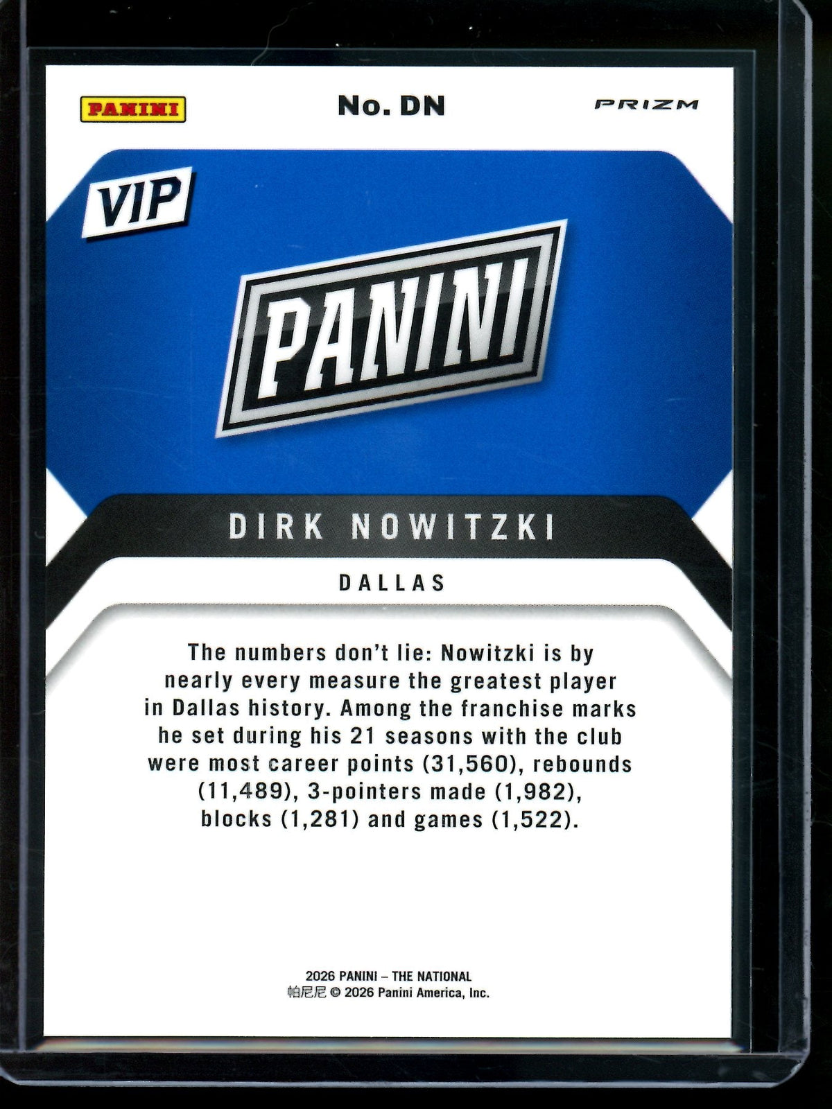 2026 Panini The National Dirk Nowitzki White Sparkle SSP Mavericks - Trading Card Market