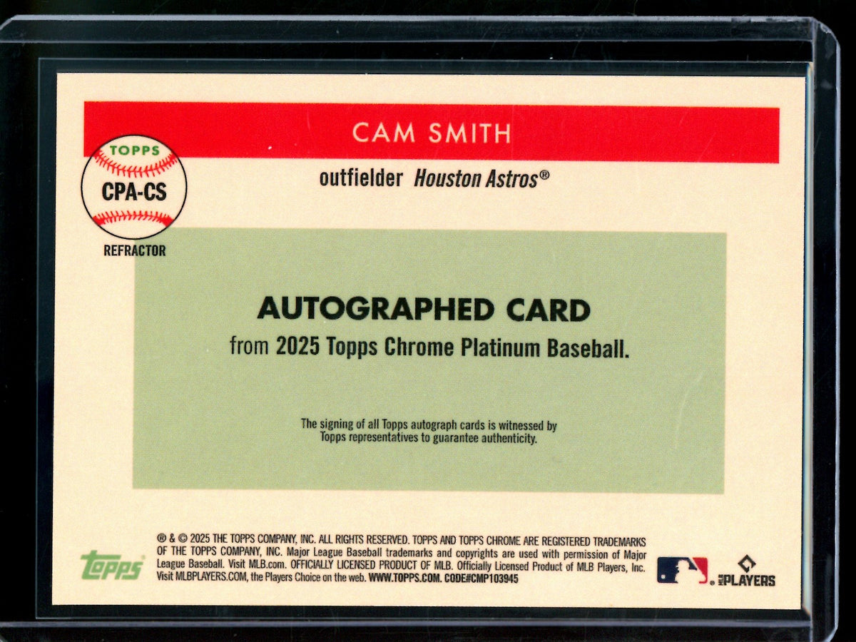 2025 Topps Platinum Cam Smith Refractor Rookie Autograph Astros - Trading Card Market