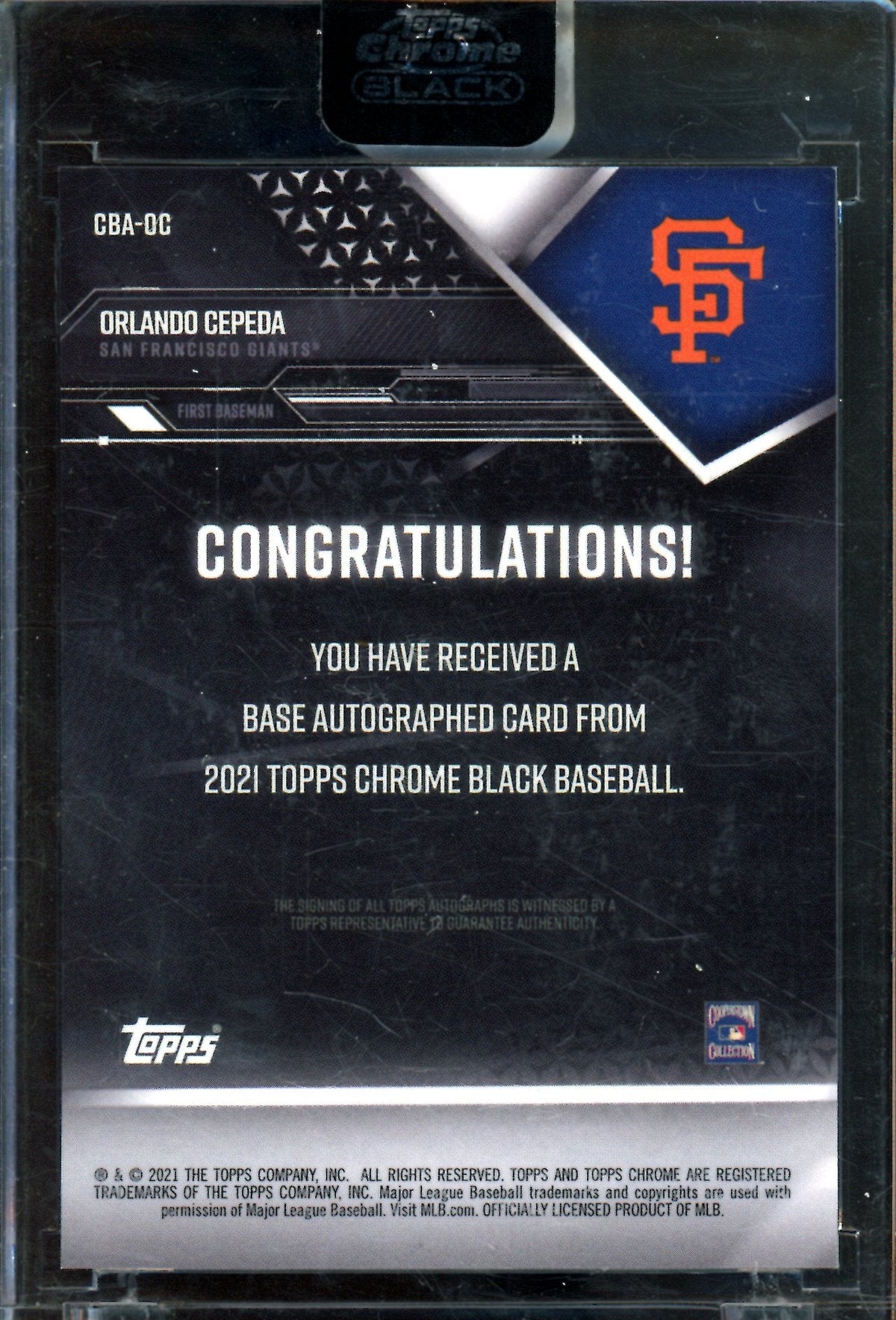2021 Topps Chrome Black Orlando Cepeda Encased Autograph Giants - Trading Card Market