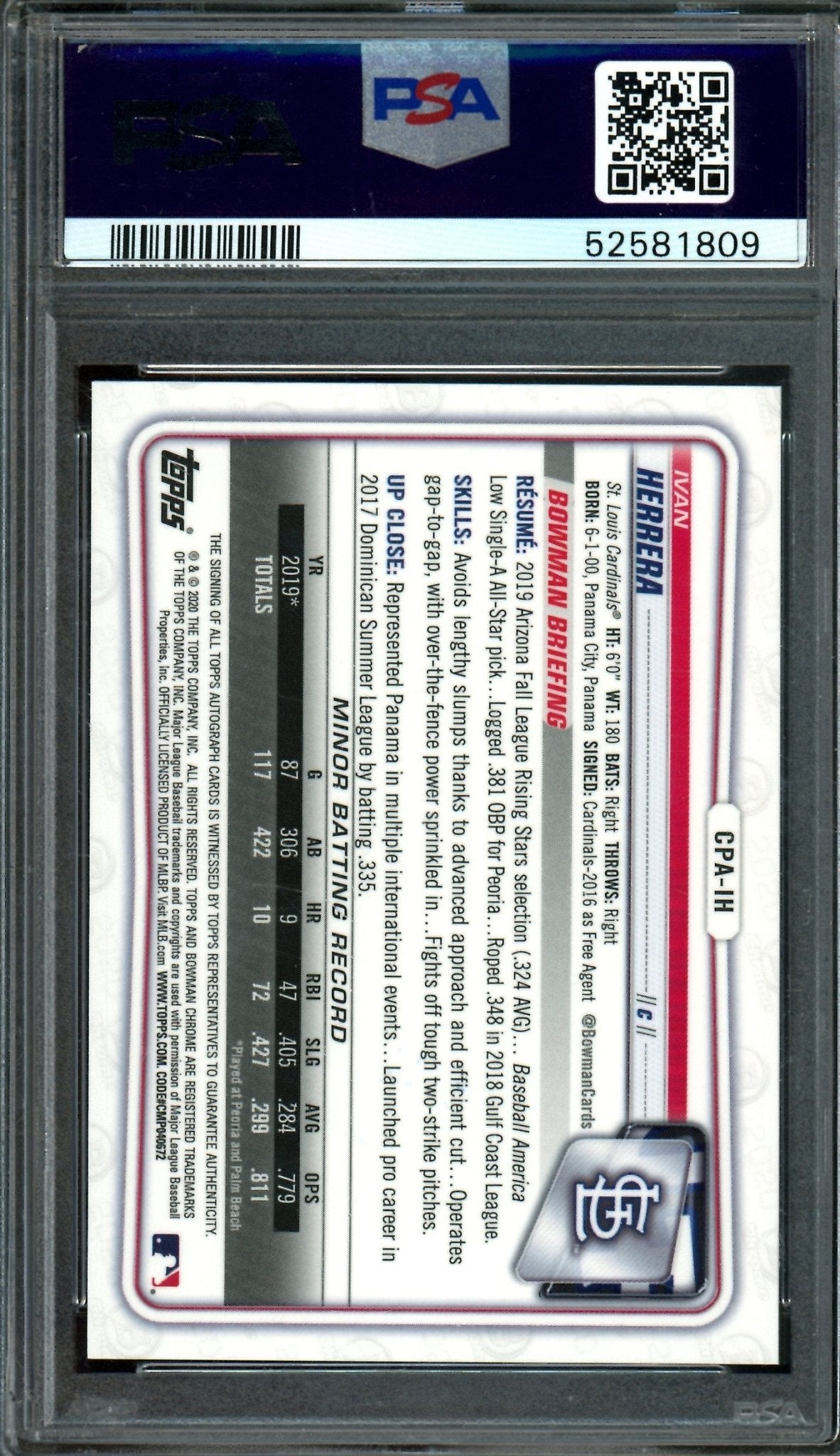 2020 Bowman Chrome Ivan Herrera 1st Autograph PSA 9 Cardinals - Trading Card Market