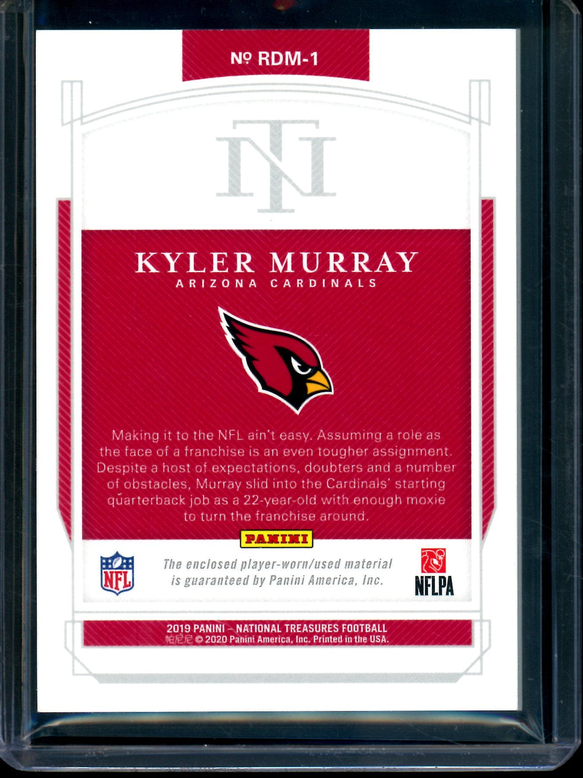 2019 Panini National Treasures Kyler Murray Dual Jersey Relic /49 Cardinals - Trading Card Market