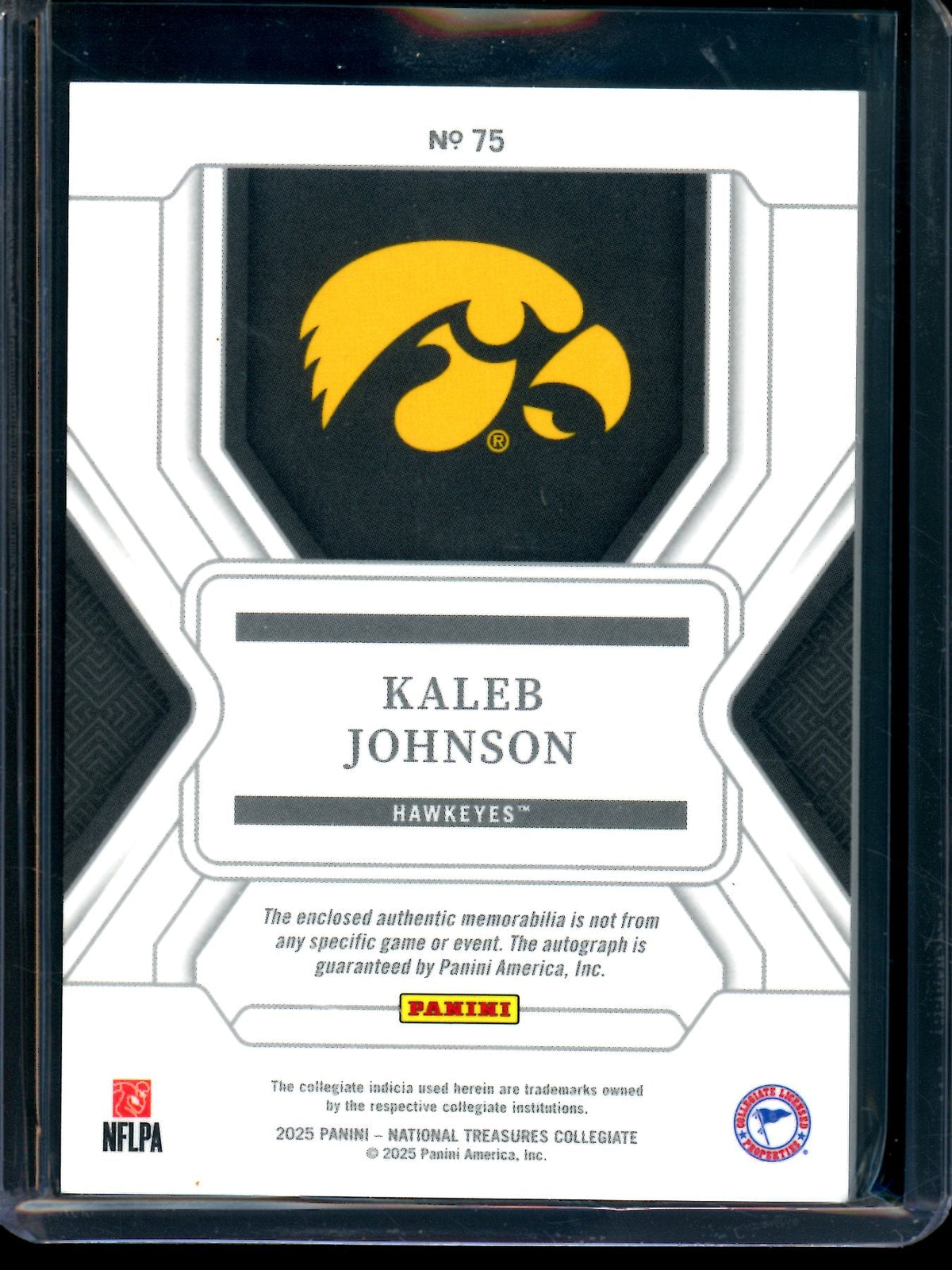 2025 Panini National Treasures Collegiate Kaleb Johnson Rookie Patch Autograph /10 Iowa - Trading Card Market