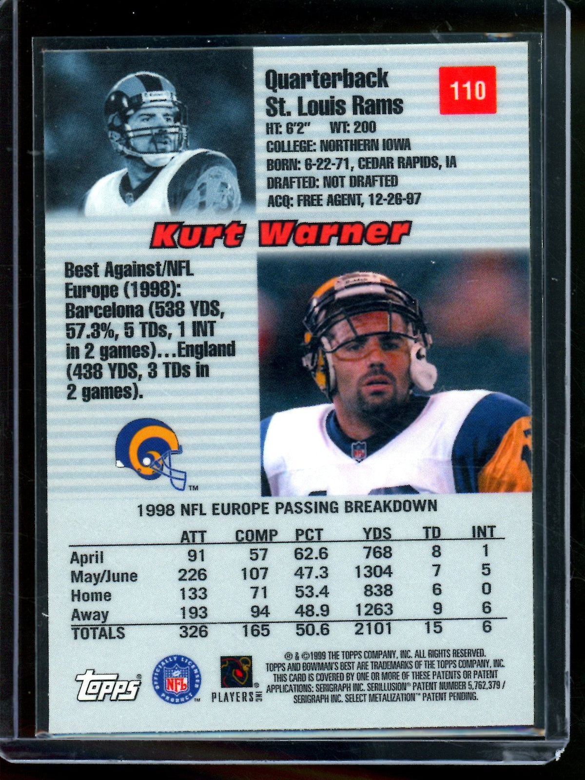 1999 Bowmans Best Kurt Warner Rookie Card Rams - Trading Card Market