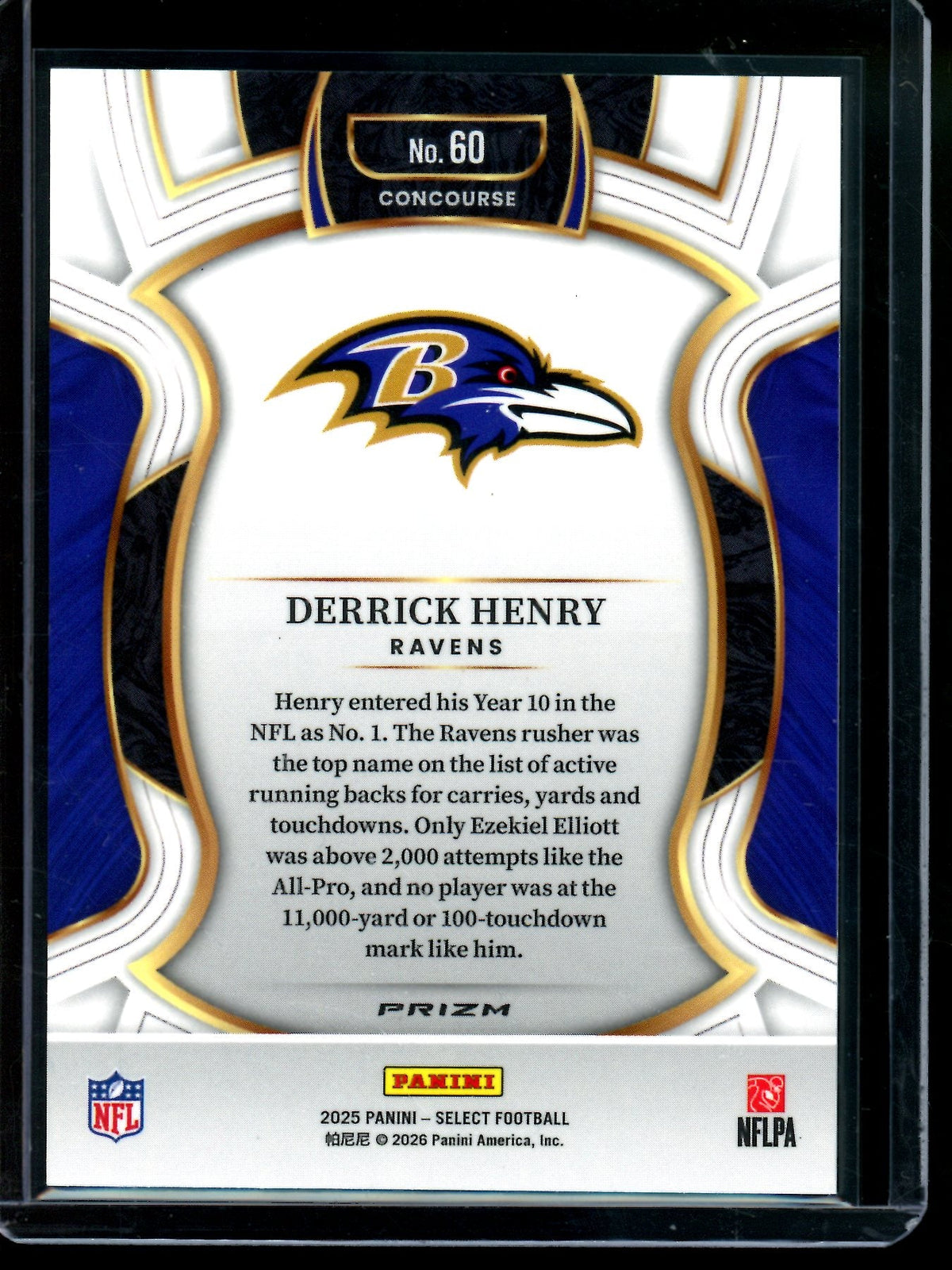 2025 Panini Select Derrick Henry Zebra SSP Concourse Ravens - Trading Card Market